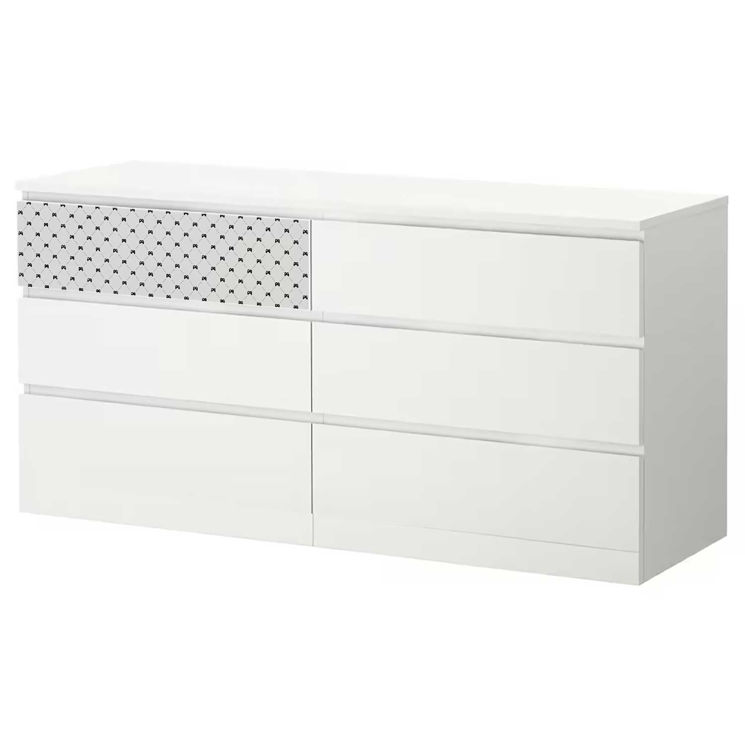 Möbelfolie für IKEA MALM Kommode 6-Schubladen 160x78 cm 'Gamepad'