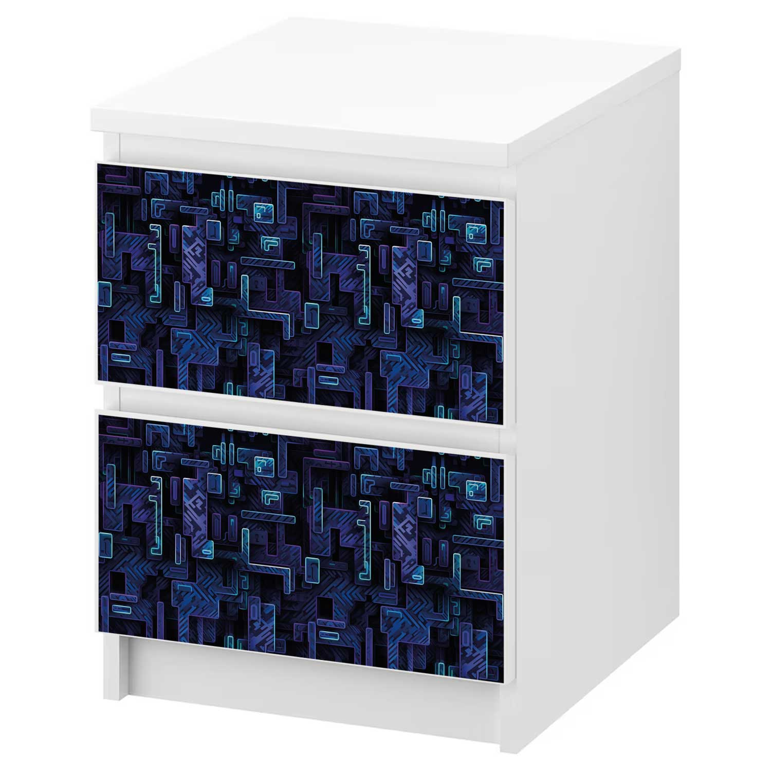 Möbelfolie für IKEA MALM Kommode 2-Schubladen '3D Mainboard'