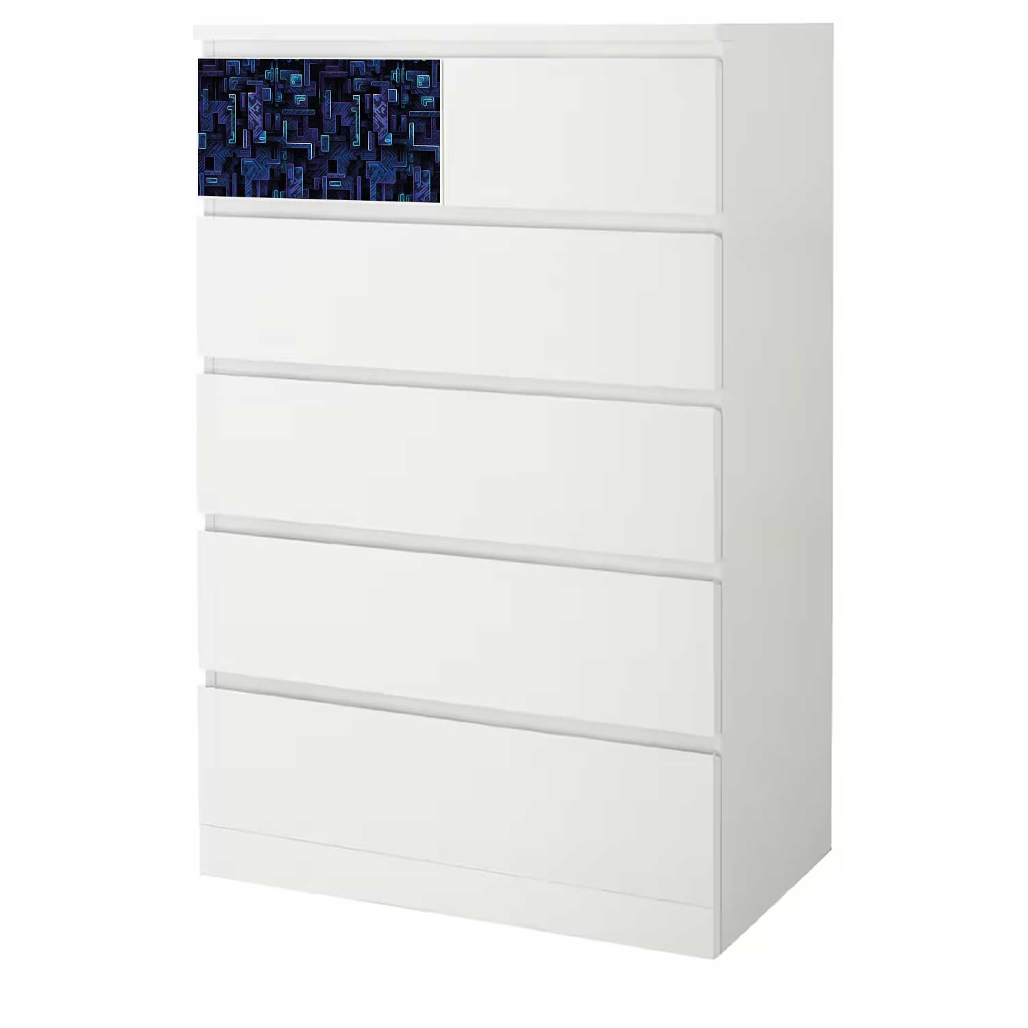 Möbelfolie für IKEA MALM Kommode 6-Schubladen 80x123 '3D Mainboard'