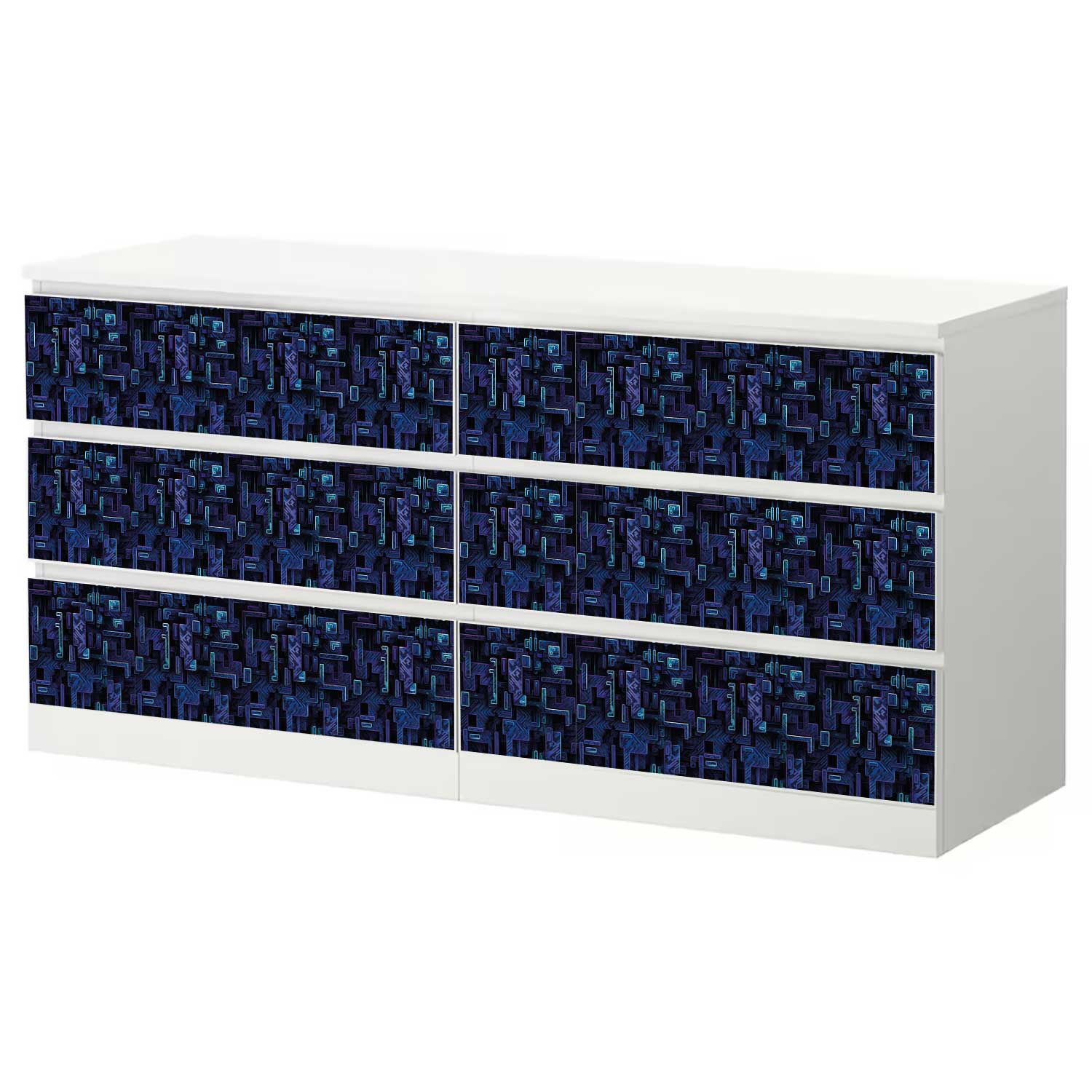 Möbelfolie für IKEA MALM Kommode 6-Schubladen 160x78 cm '3D Mainboard'