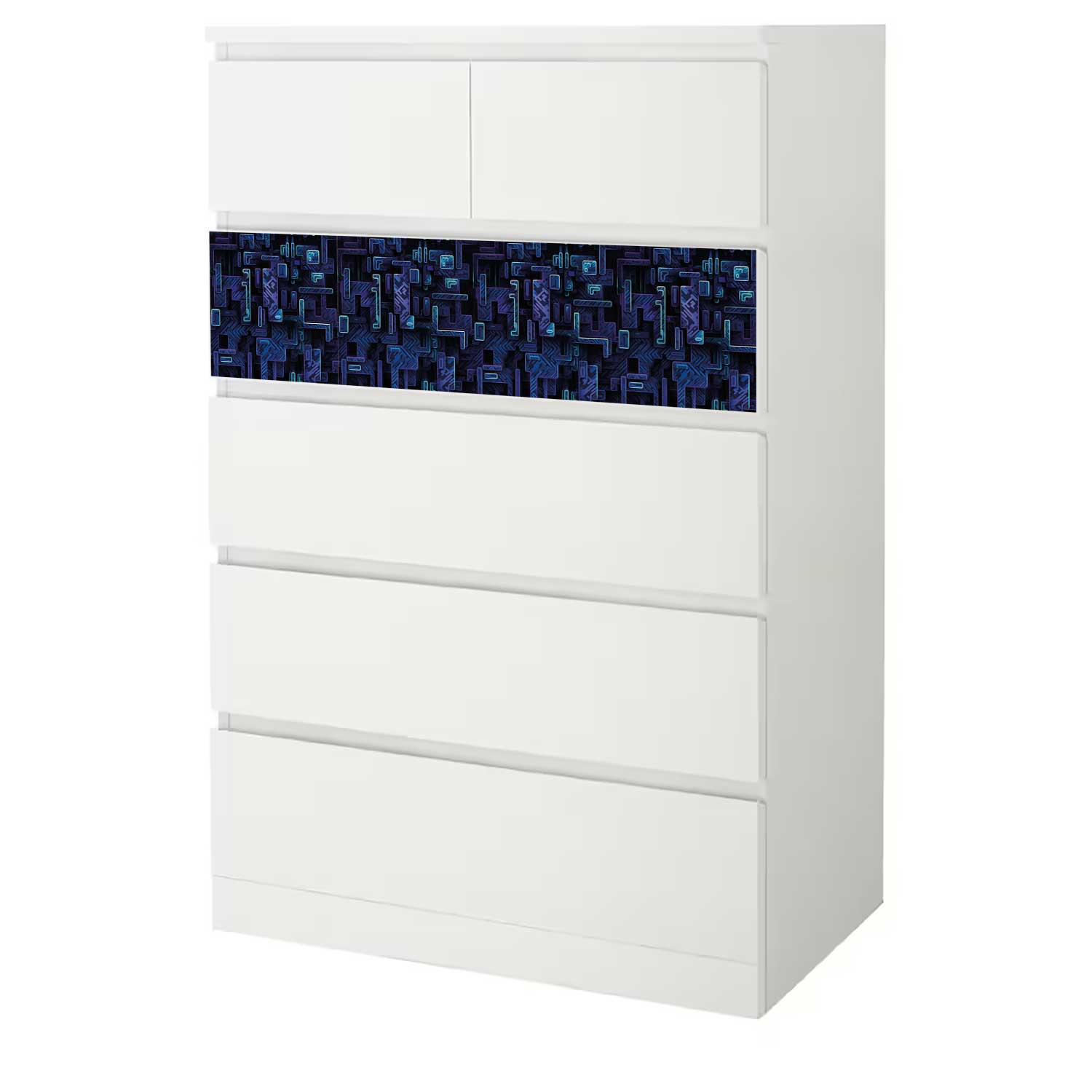 Möbelfolie für IKEA MALM Kommode 6-Schubladen 80x123 '3D Mainboard'