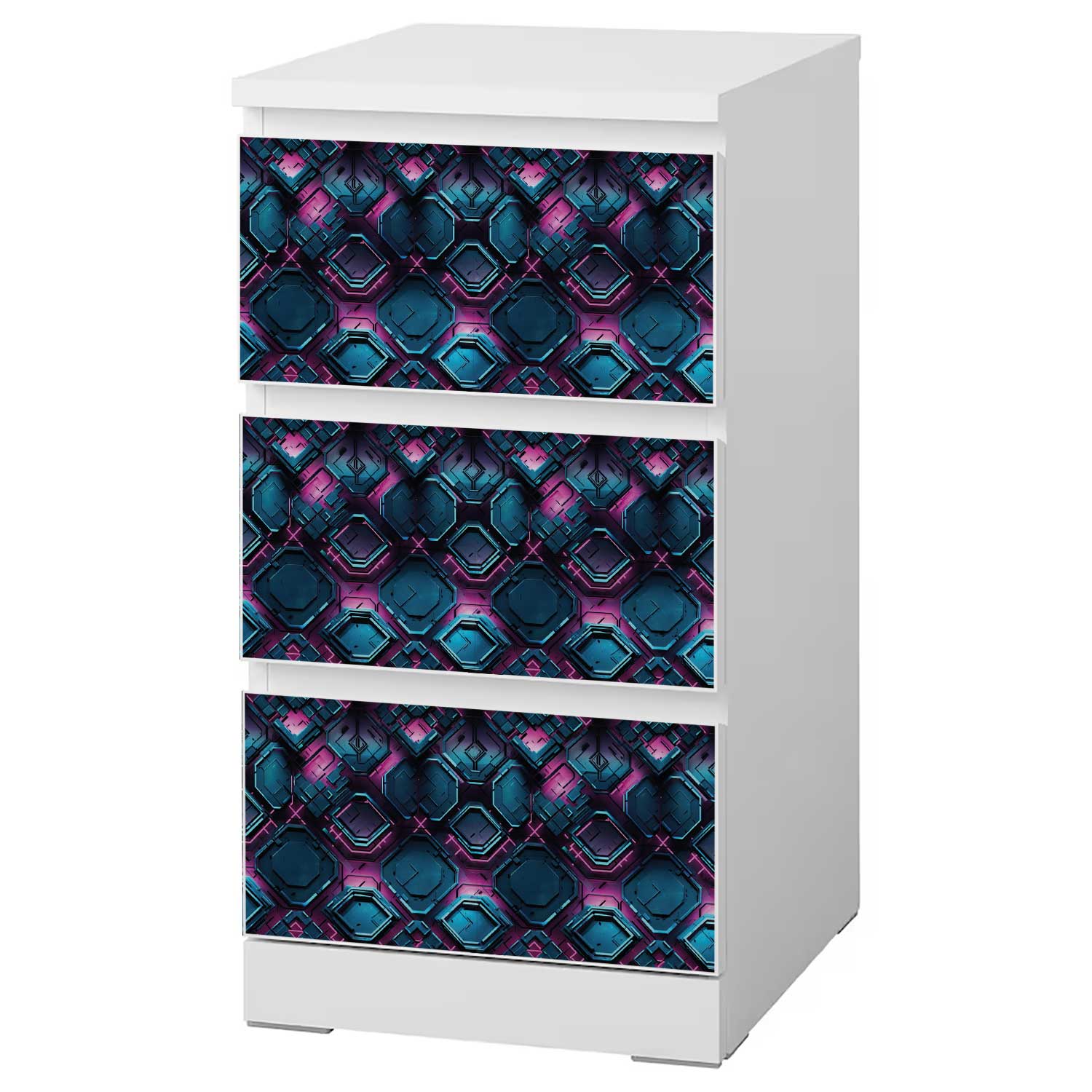 Möbelfolie für IKEA MALM Kommode 3-Schubladen 40x78 cm 'Cyber Sculpt'