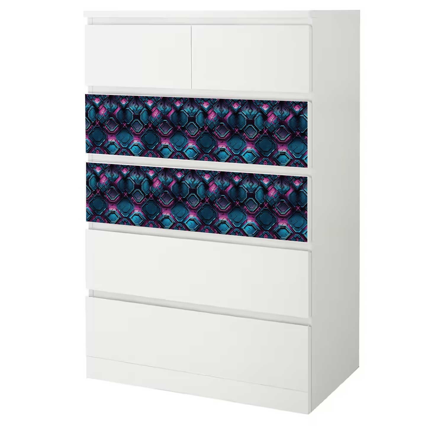 Möbelfolie für IKEA MALM Kommode 6-Schubladen 80x123 'Cyber Sculpt'