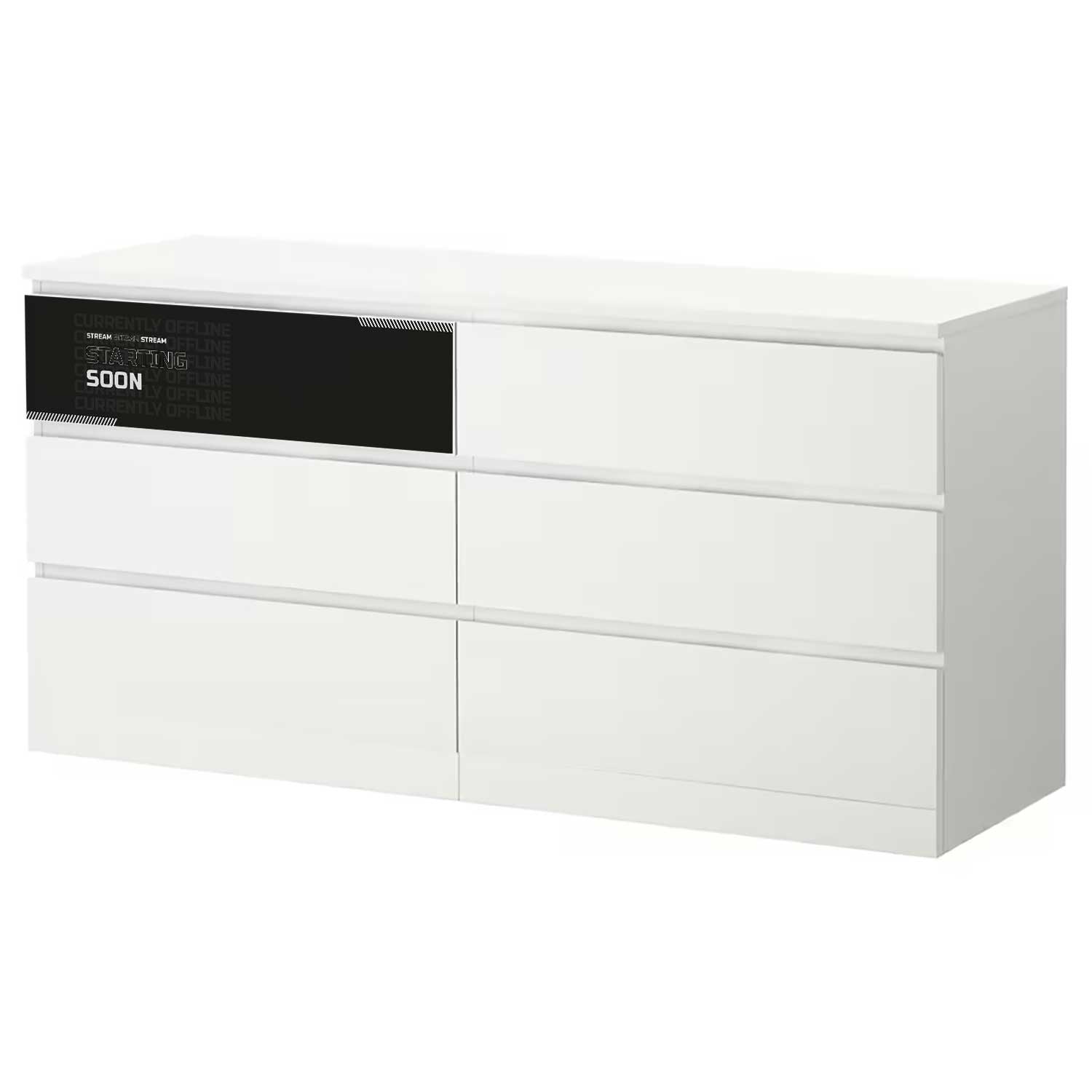 Möbelfolie für IKEA MALM Kommode 6-Schubladen 160x78 cm 'Stream Starting Soon'