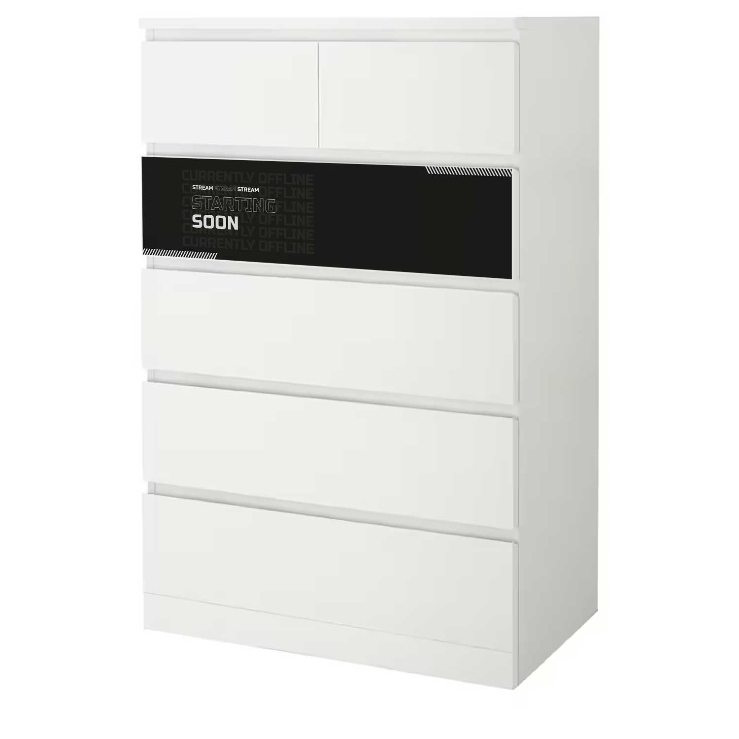 Möbelfolie für IKEA MALM Kommode 6-Schubladen 80x123 'Stream Starting Soon'