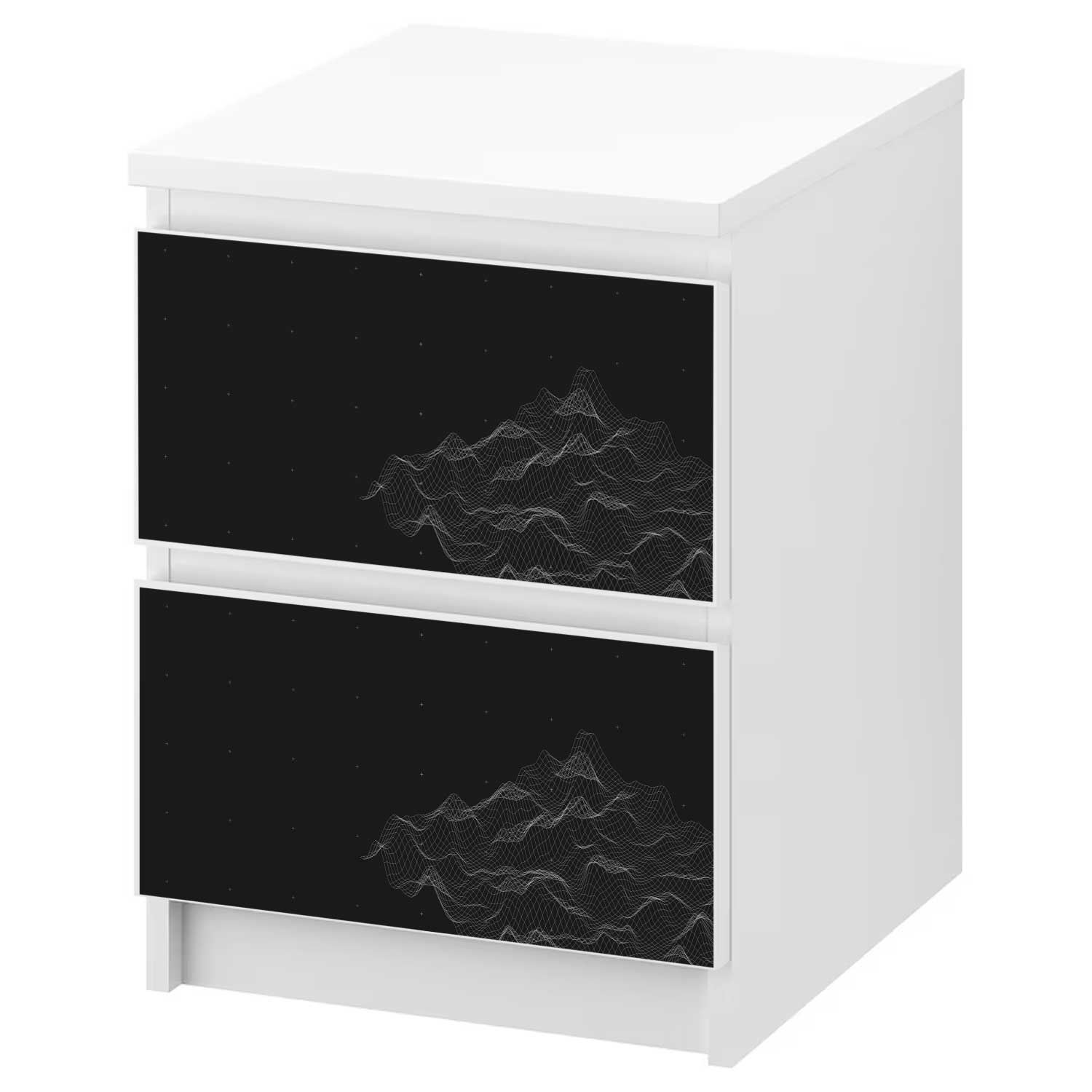 Möbelfolie für IKEA MALM Kommode 2-Schubladen 'FUI Grid'