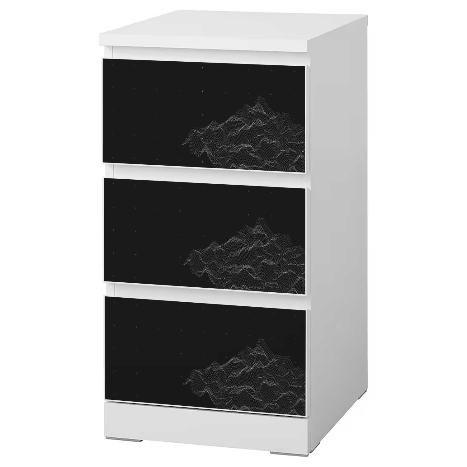 Möbelfolie für IKEA MALM Kommode 3-Schubladen 40x78 cm 'FUI Grid'