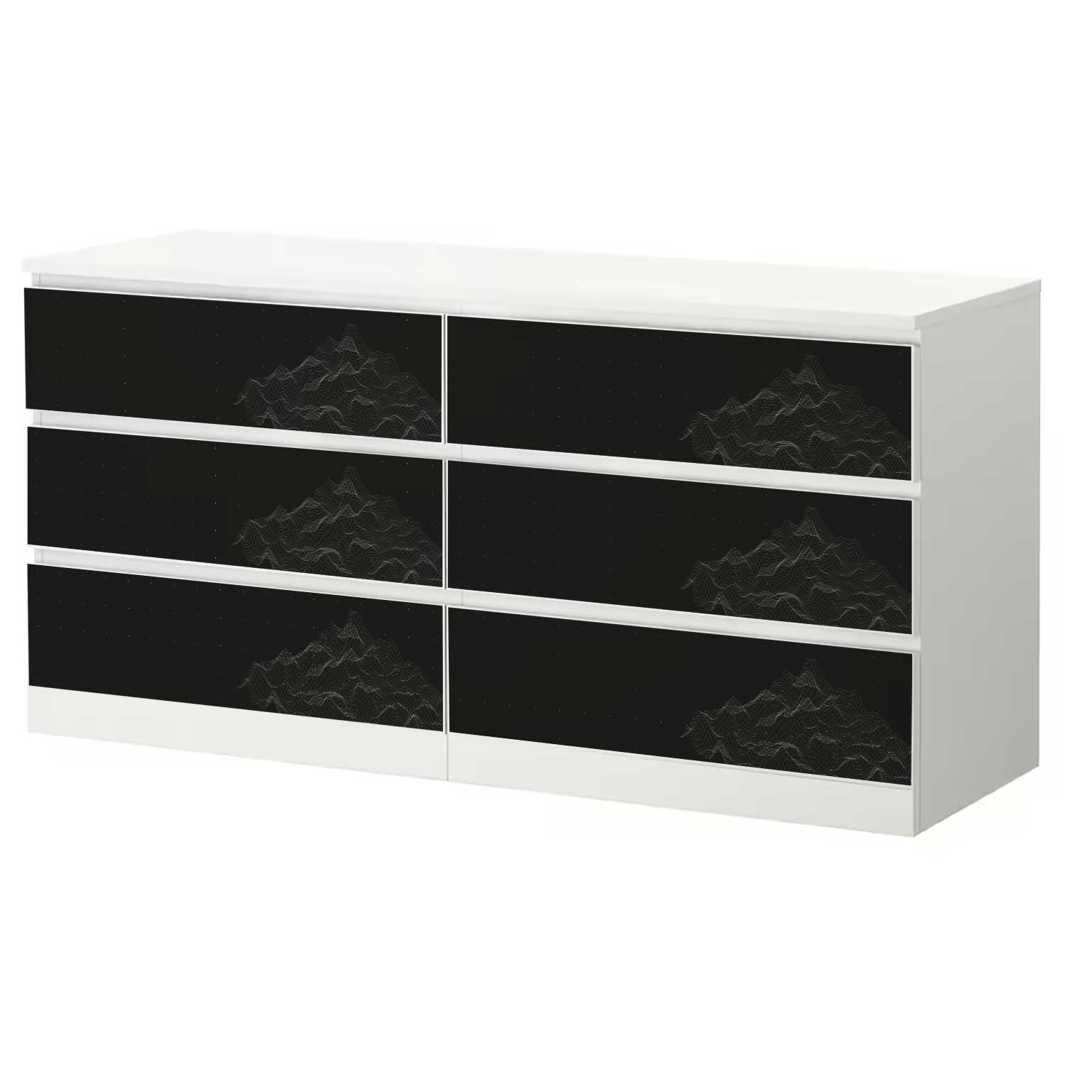 Möbelfolie für IKEA MALM Kommode 6-Schubladen 160x78 cm 'FUI Grid'