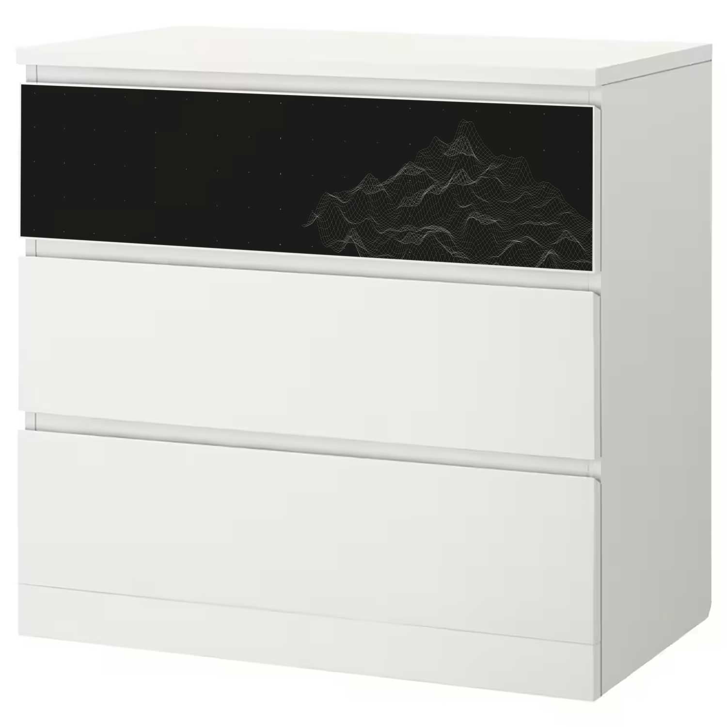 Möbelfolie für IKEA MALM Kommode 3-Schubladen 80x78 'FUI Grid'