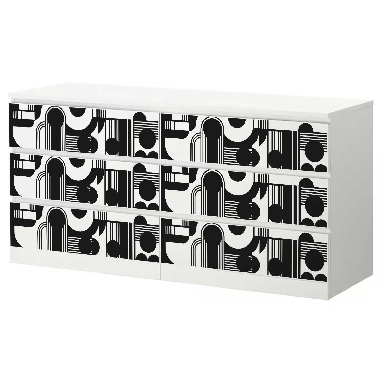 Möbelfolie für IKEA MALM Kommode 6-Schubladen 160x78 cm 'Art Deco'