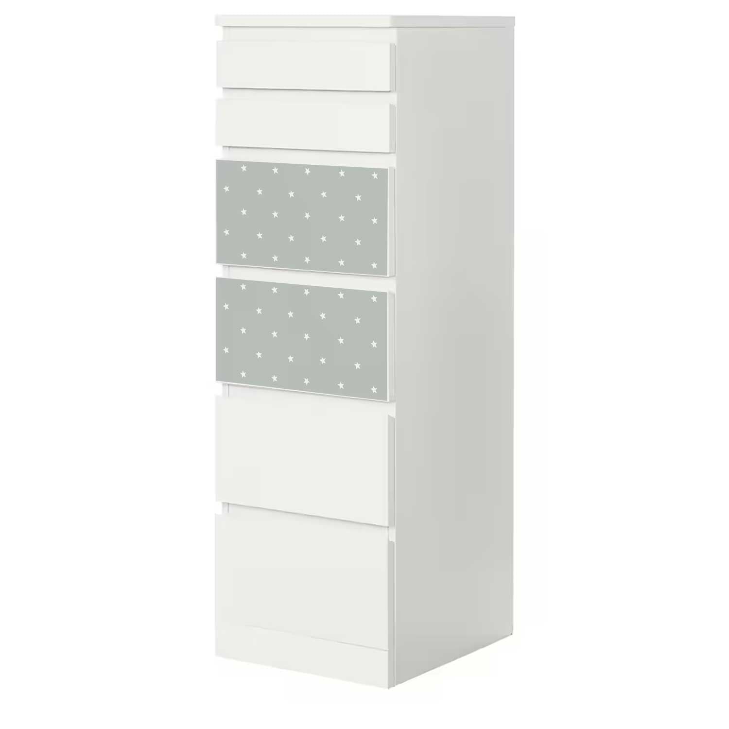 Möbelfolie Kinder für IKEA MALM Kommode 6-Schubladen 40x123 cm 'Sterne'