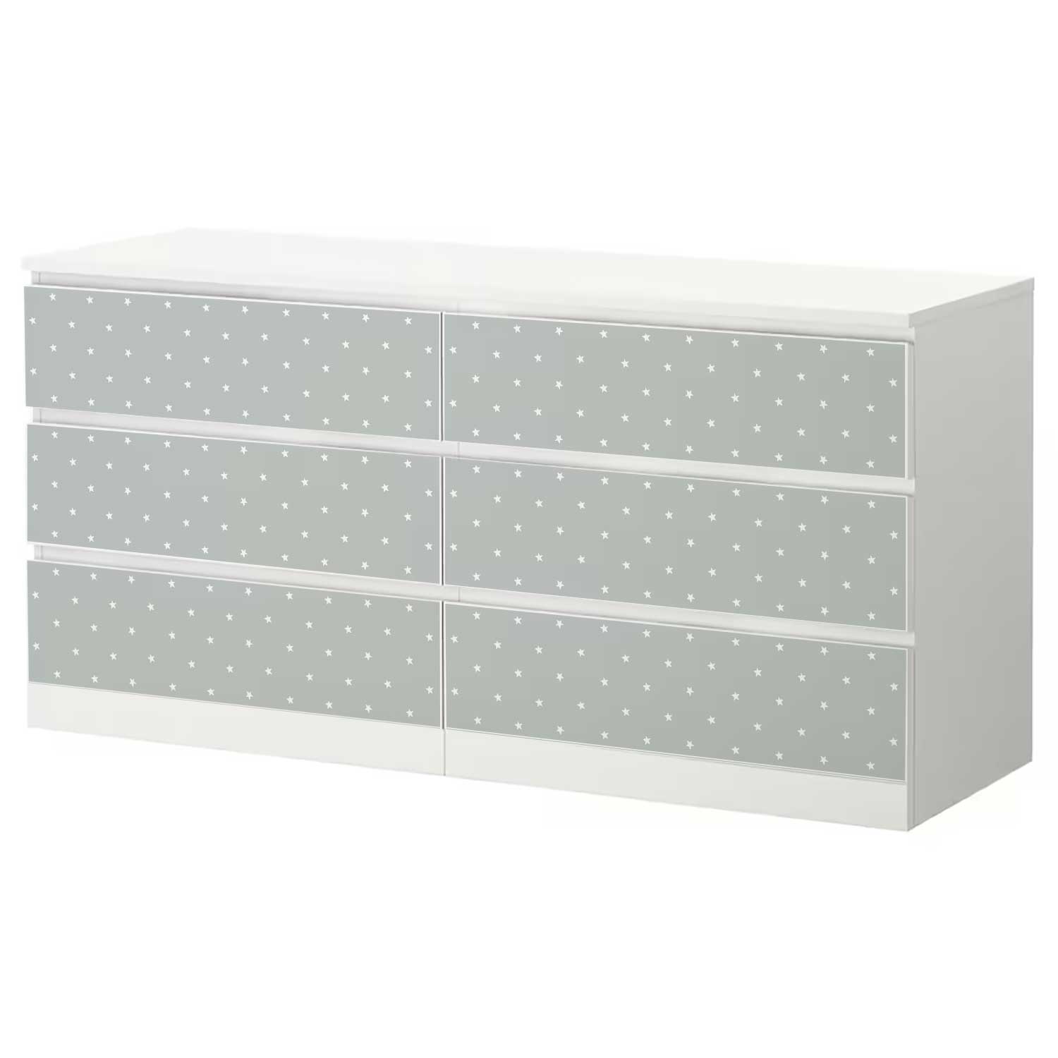 Möbelfolie Kinder für IKEA MALM Kommode 6-Schubladen 160x78 cm 'Sterne'