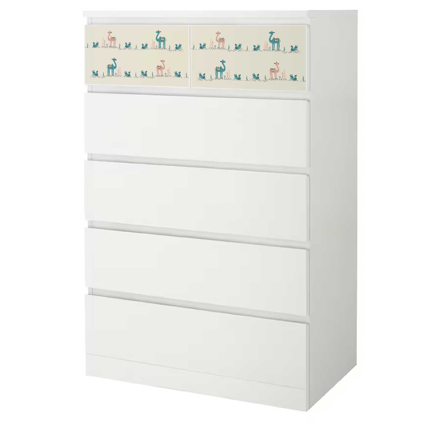 Möbelfolie Kinder für IKEA MALM 6-Schubladen 80x123 'Kamele'