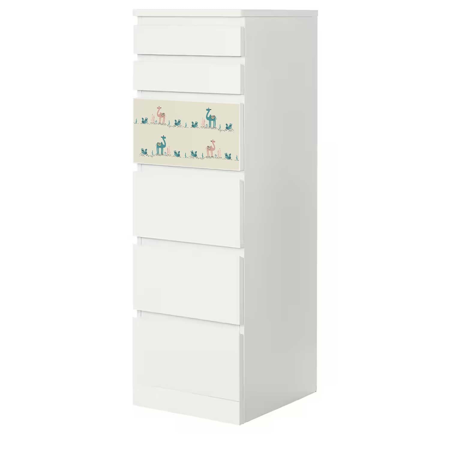 Möbelfolie Kinder für IKEA MALM Kommode 6-Schubladen 40x123 cm 'Kamele'