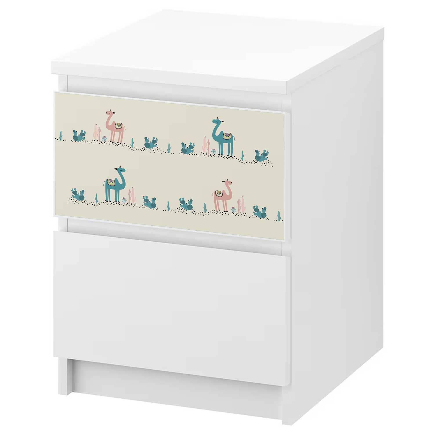 Möbelfolie Kinder für IKEA MALM Kommode 2-Schubladen 'Kamele'