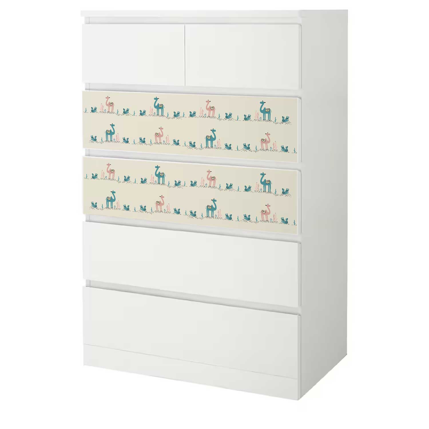 Möbelfolie Kinder für IKEA MALM 6-Schubladen 80x123 'Kamele'