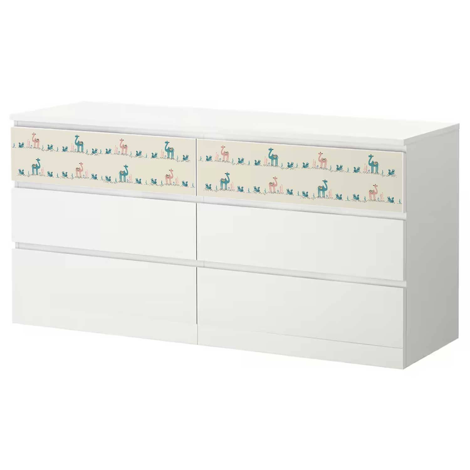 Möbelfolie Kinder für IKEA MALM Kommode 6-Schubladen 160x78 cm 'Kamele'