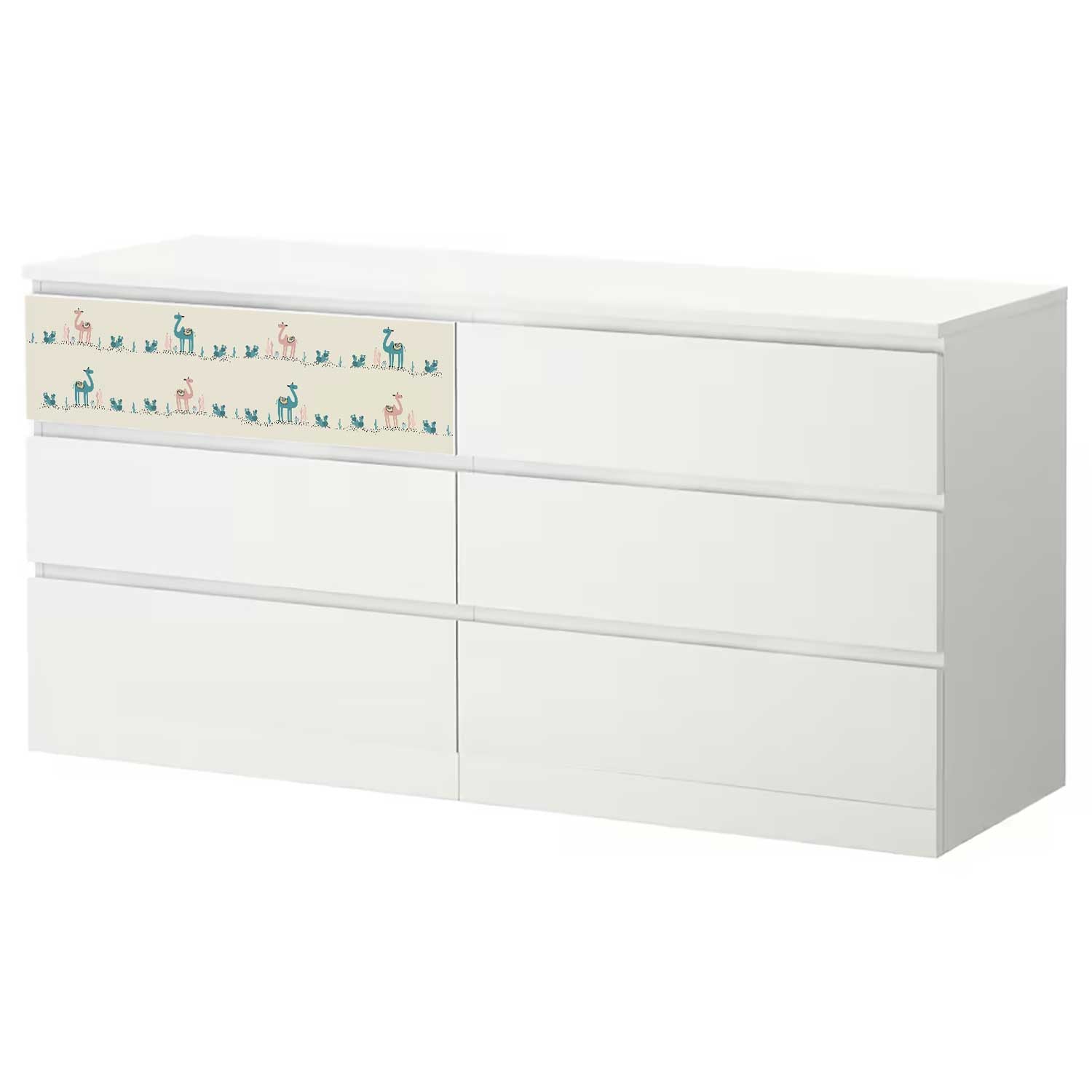 Möbelfolie Kinder für IKEA MALM Kommode 6-Schubladen 160x78 cm 'Kamele'