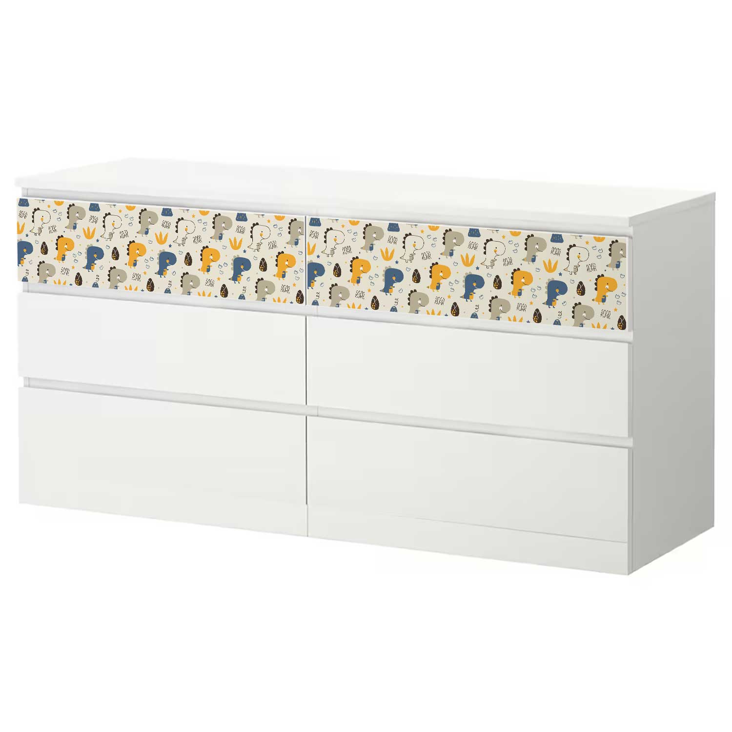 Möbelfolie Kinder für IKEA MALM Kommode 6-Schubladen 160x78 cm 'Dino'