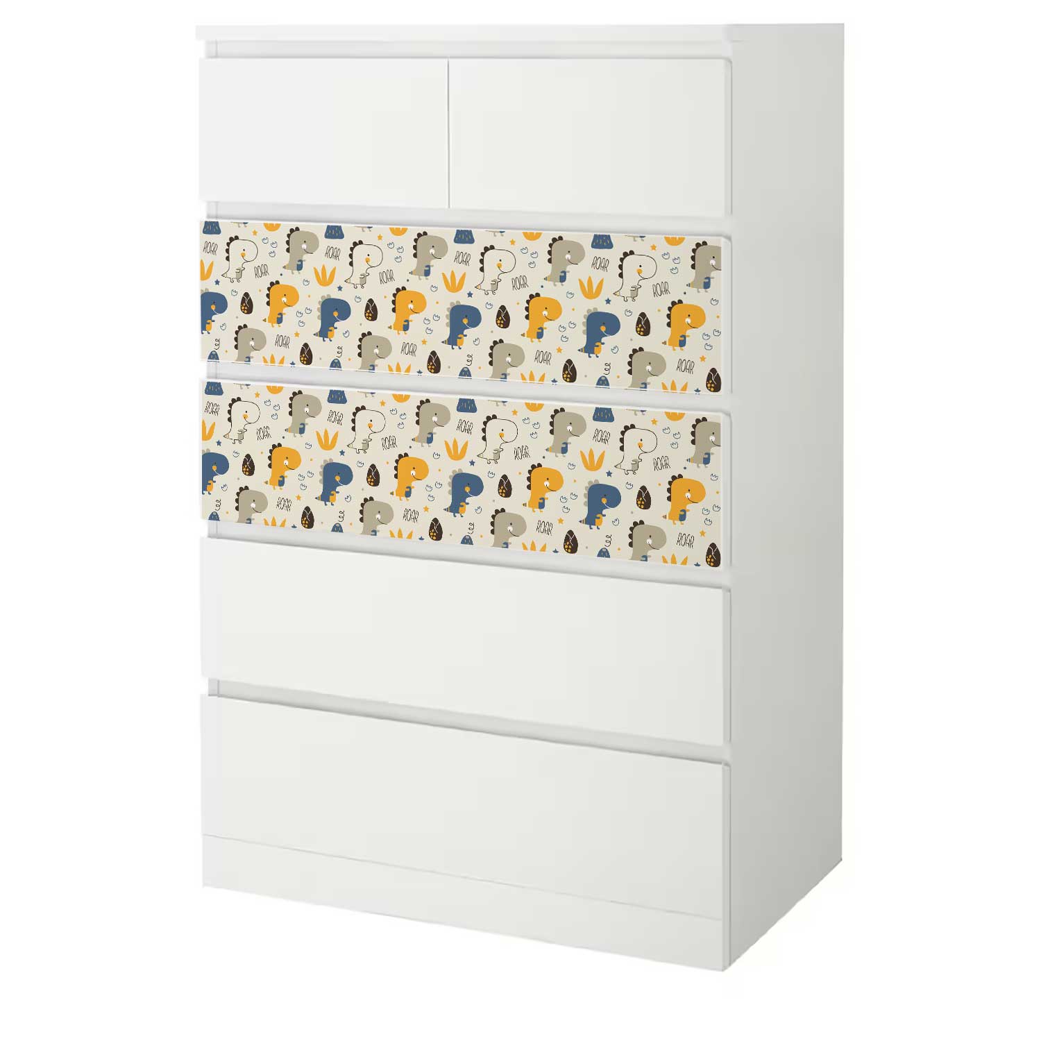 Möbelfolie Kinder für IKEA MALM 6-Schubladen 80x123 'Dino'