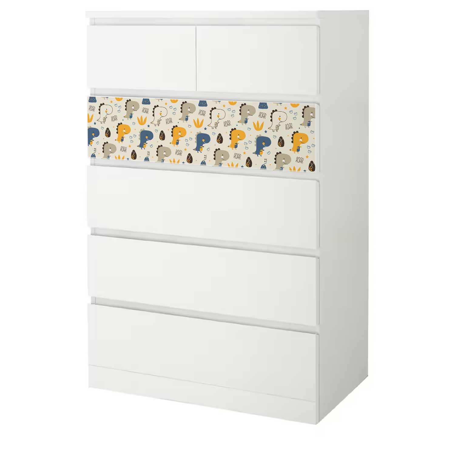 Möbelfolie Kinder für IKEA MALM 6-Schubladen 80x123 'Dino'