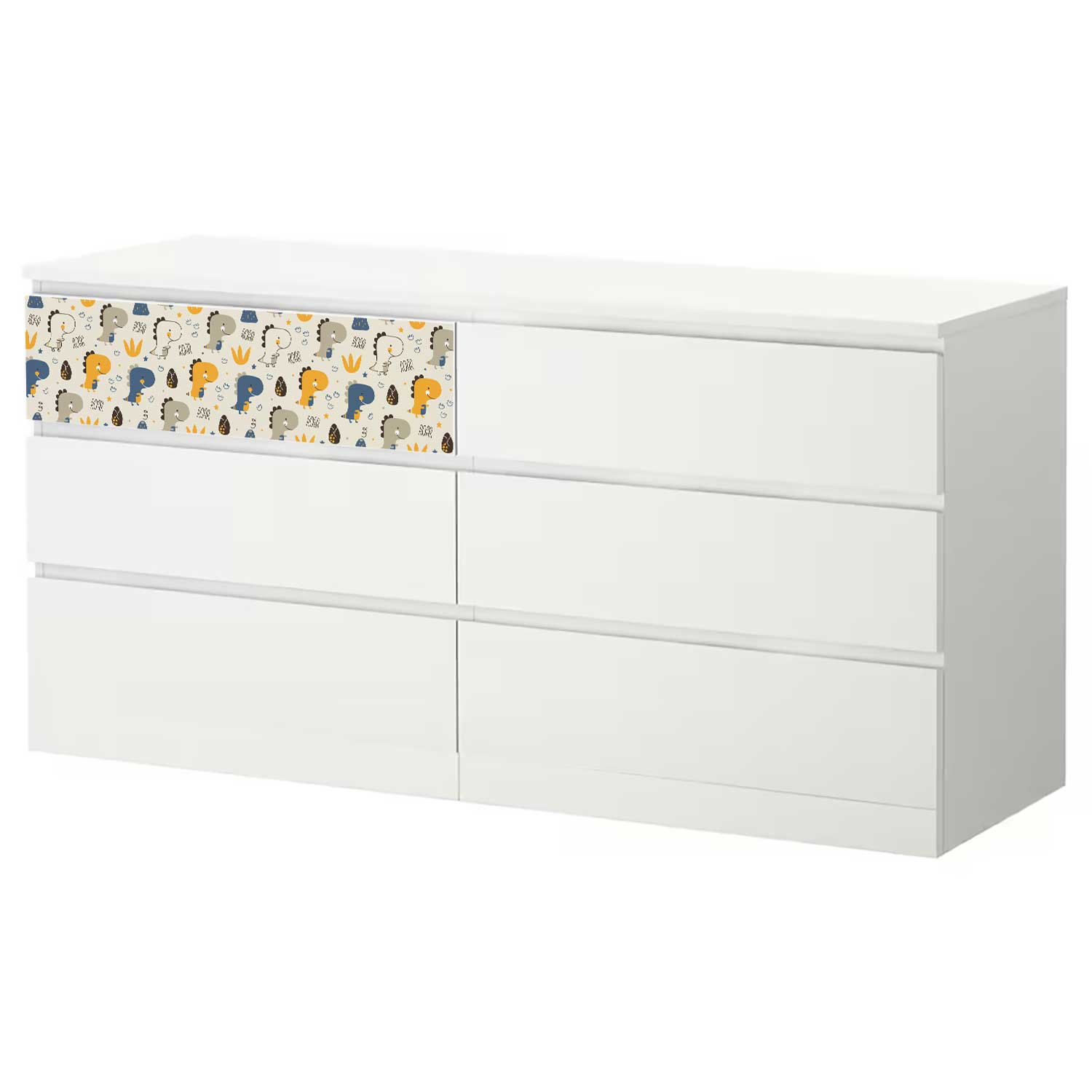 Möbelfolie Kinder für IKEA MALM Kommode 6-Schubladen 160x78 cm 'Dino'