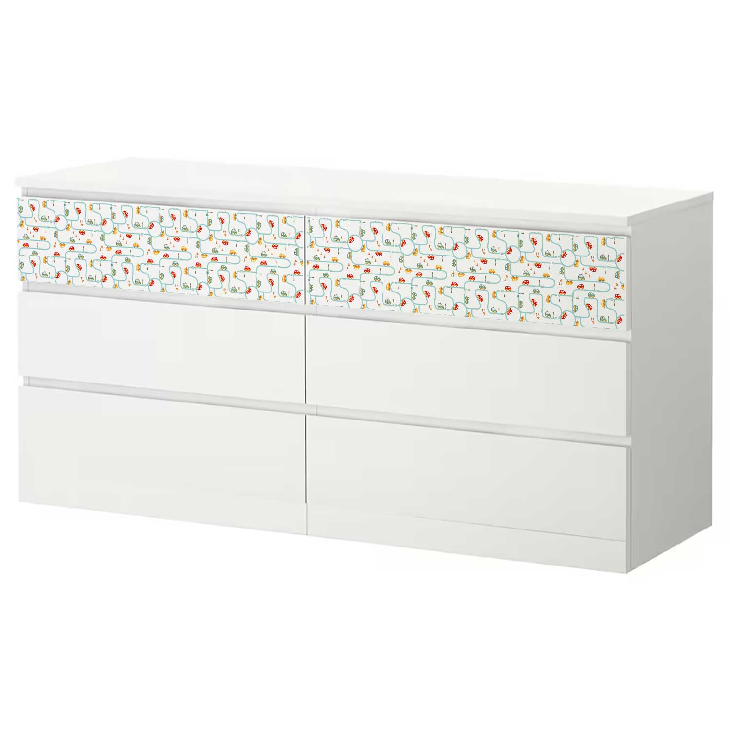 Möbelfolie Kinder für IKEA MALM Kommode 6-Schubladen 160x78 cm 'Autoverkehr'