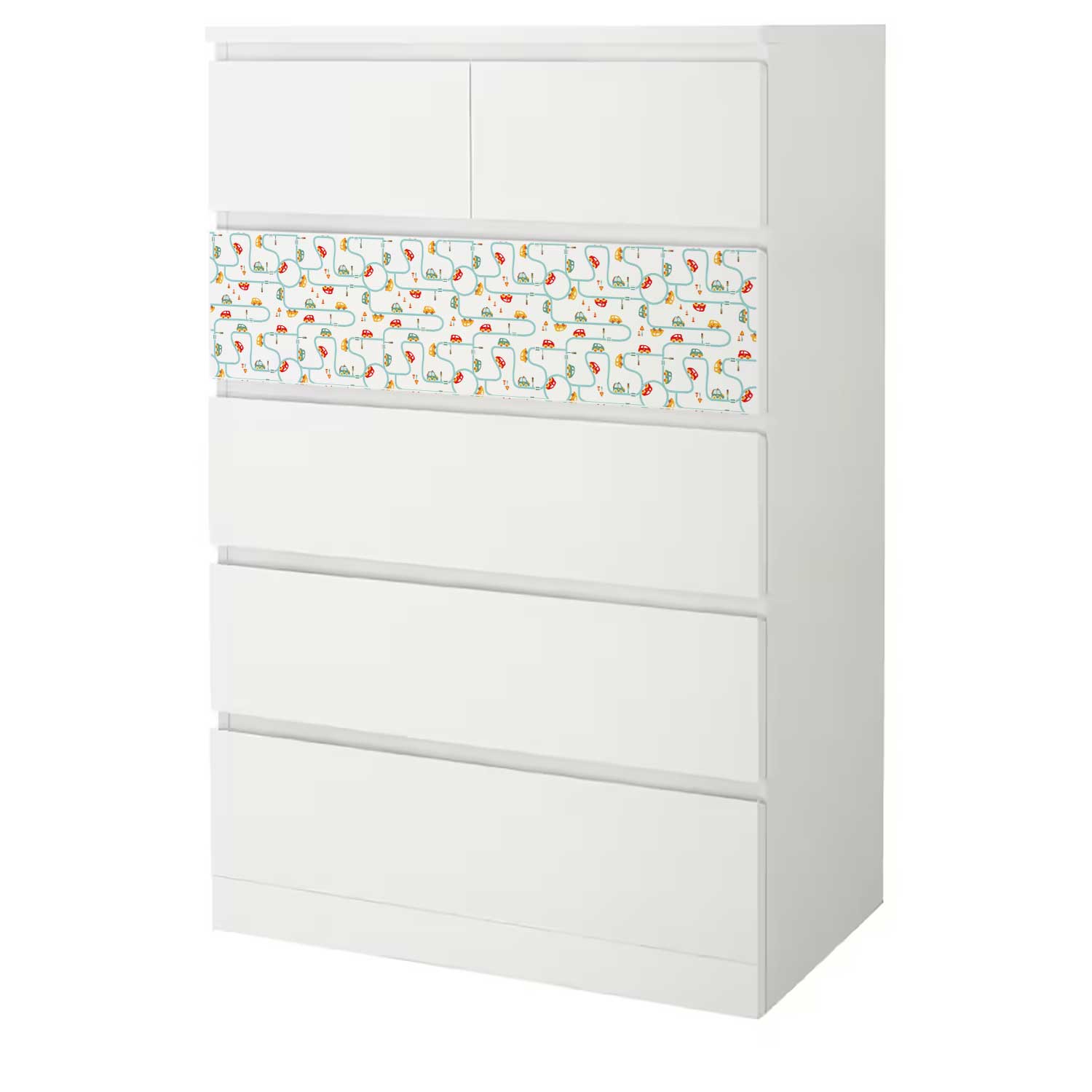 Möbelfolie Kinder für IKEA MALM 6-Schubladen 80x123 'Autoverkehr'