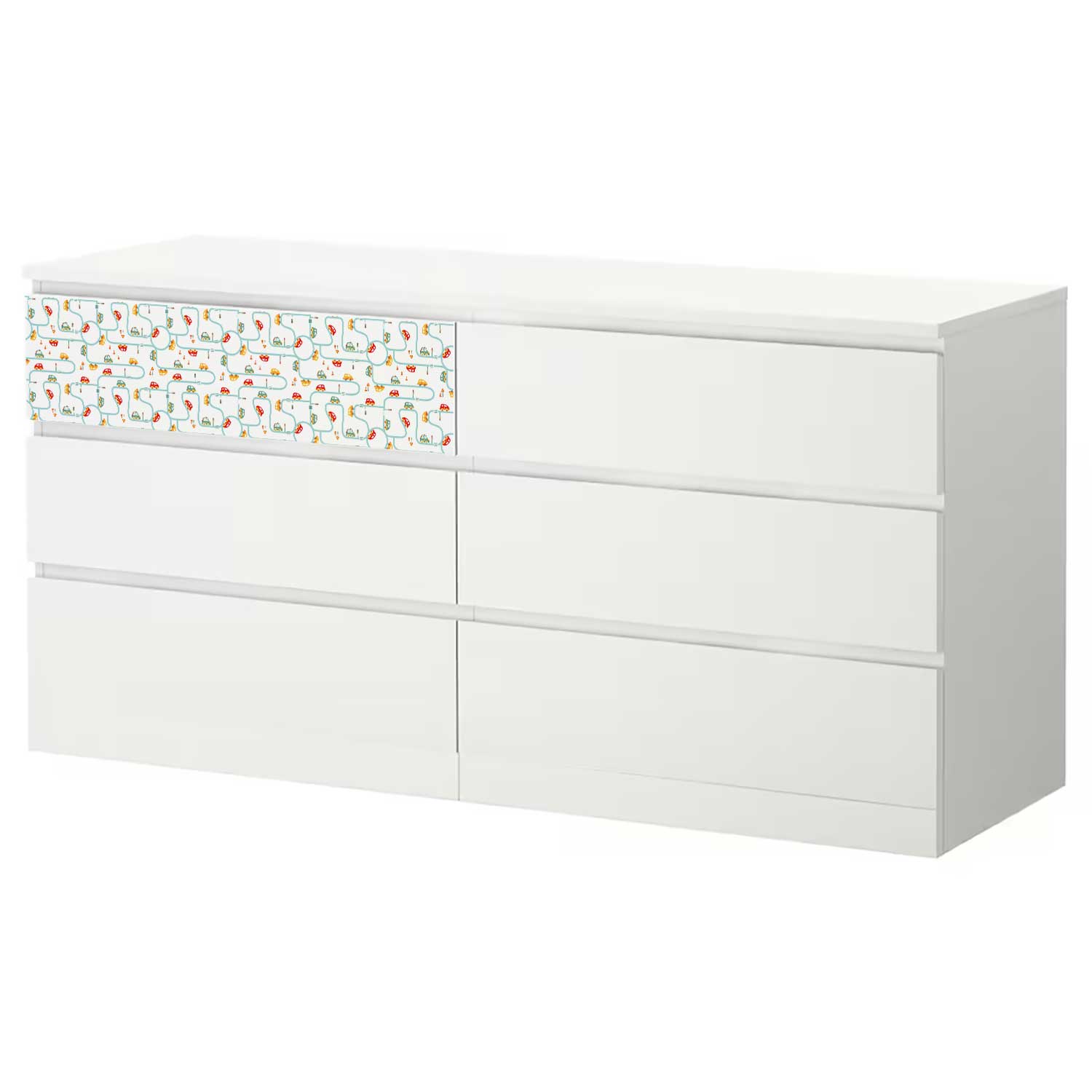 Möbelfolie Kinder für IKEA MALM Kommode 6-Schubladen 160x78 cm 'Autoverkehr'