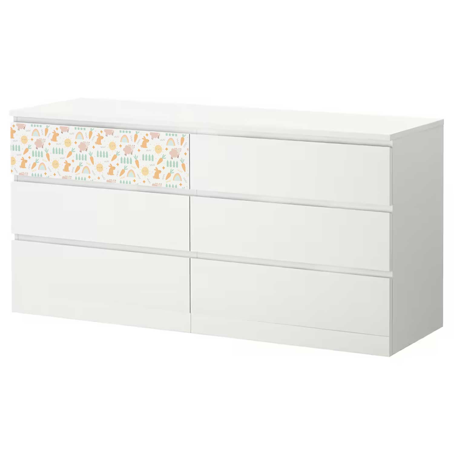 Möbelfolie Kinder für IKEA MALM Kommode 6-Schubladen 160x78 cm 'Bauernhof'