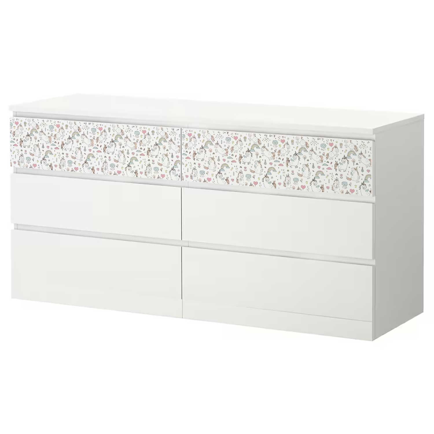 Möbelfolie Kinder für IKEA MALM Kommode 6-Schubladen 160x78 cm 'Einhorn'