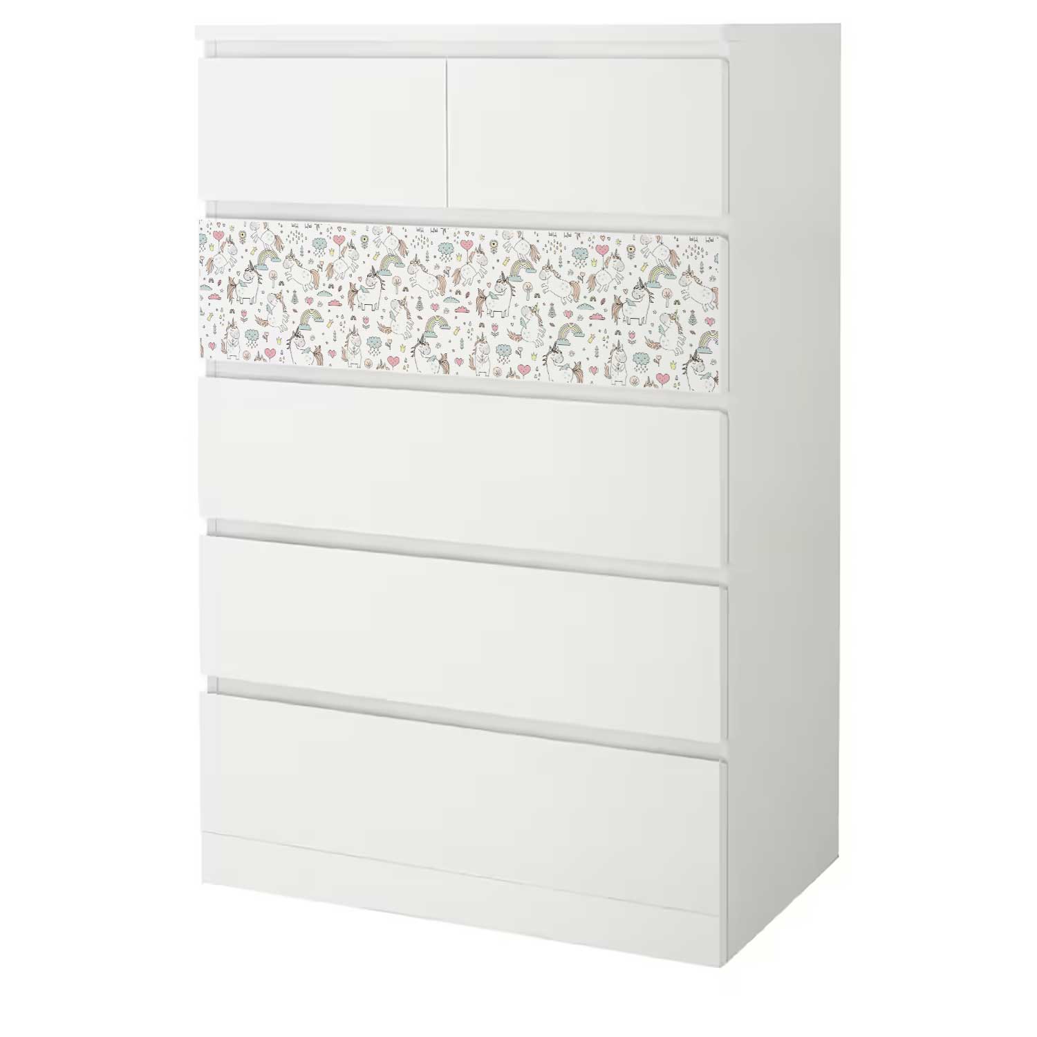 Möbelfolie Kinder für IKEA MALM 6-Schubladen 80x123 'Einhorn'