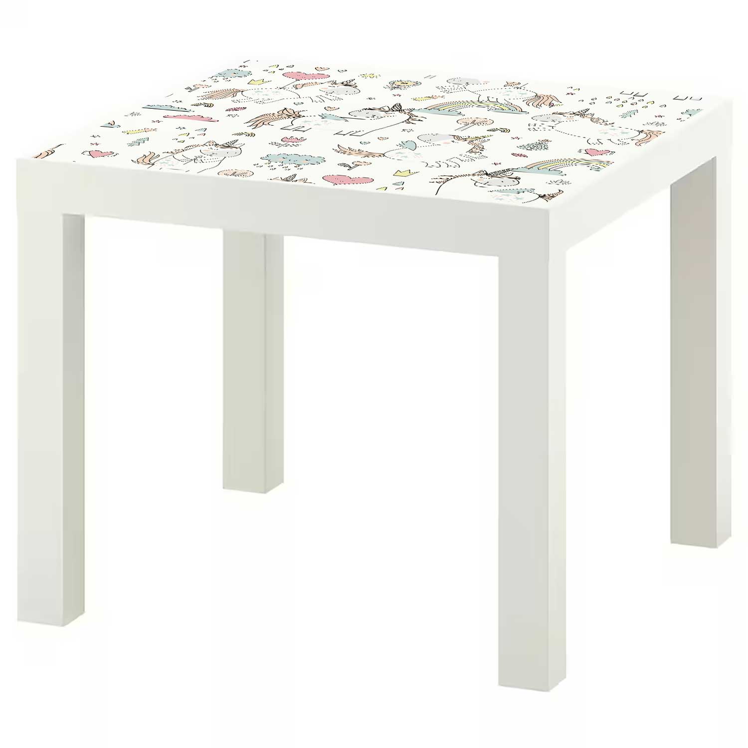 Möbelfolie Kinder für IKEA Lack Tisch 55x55 cm 'Einhorn'