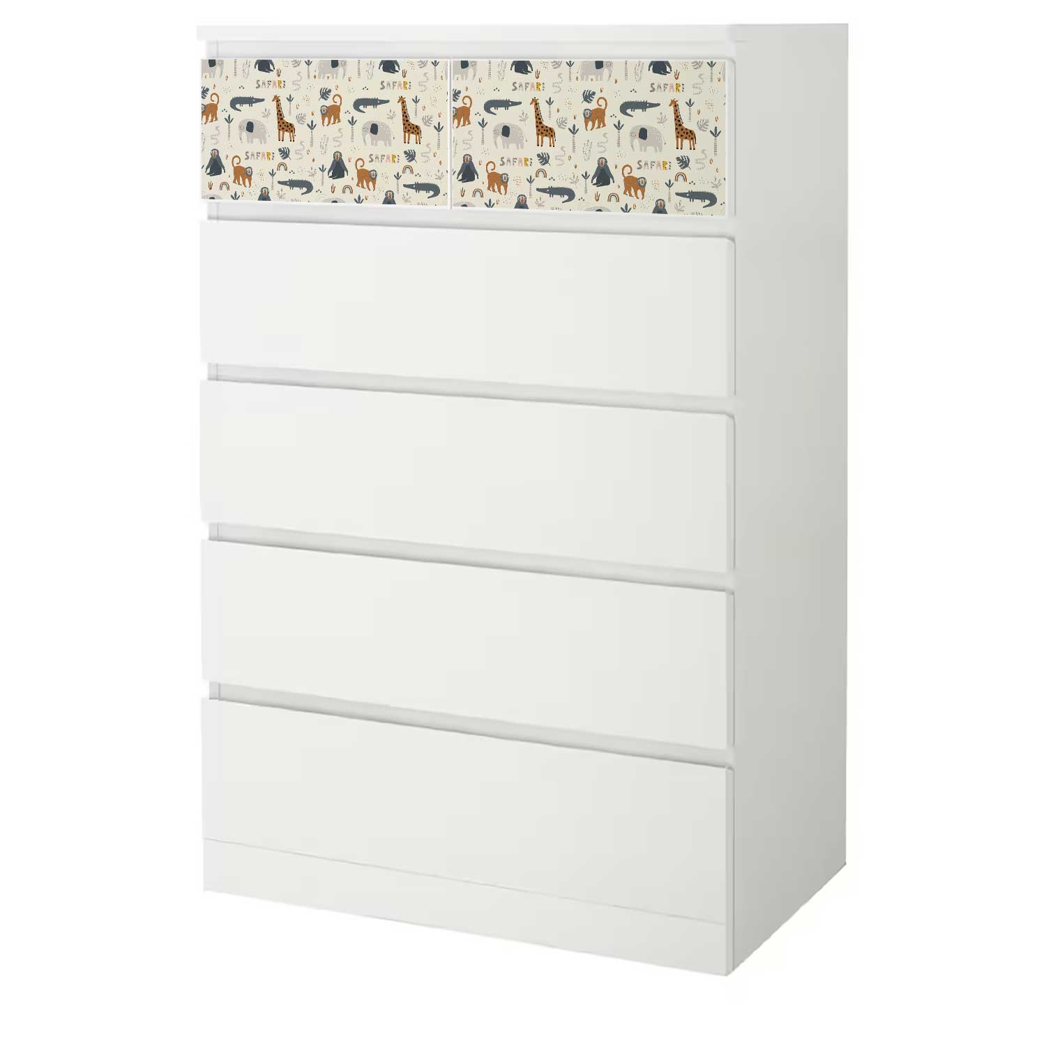 Möbelfolie Kinder für IKEA MALM 6-Schubladen 80x123 'Safari'