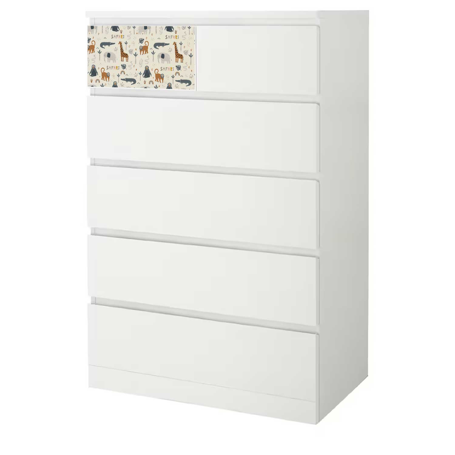 Möbelfolie Kinder für IKEA MALM 6-Schubladen 80x123 'Safari'