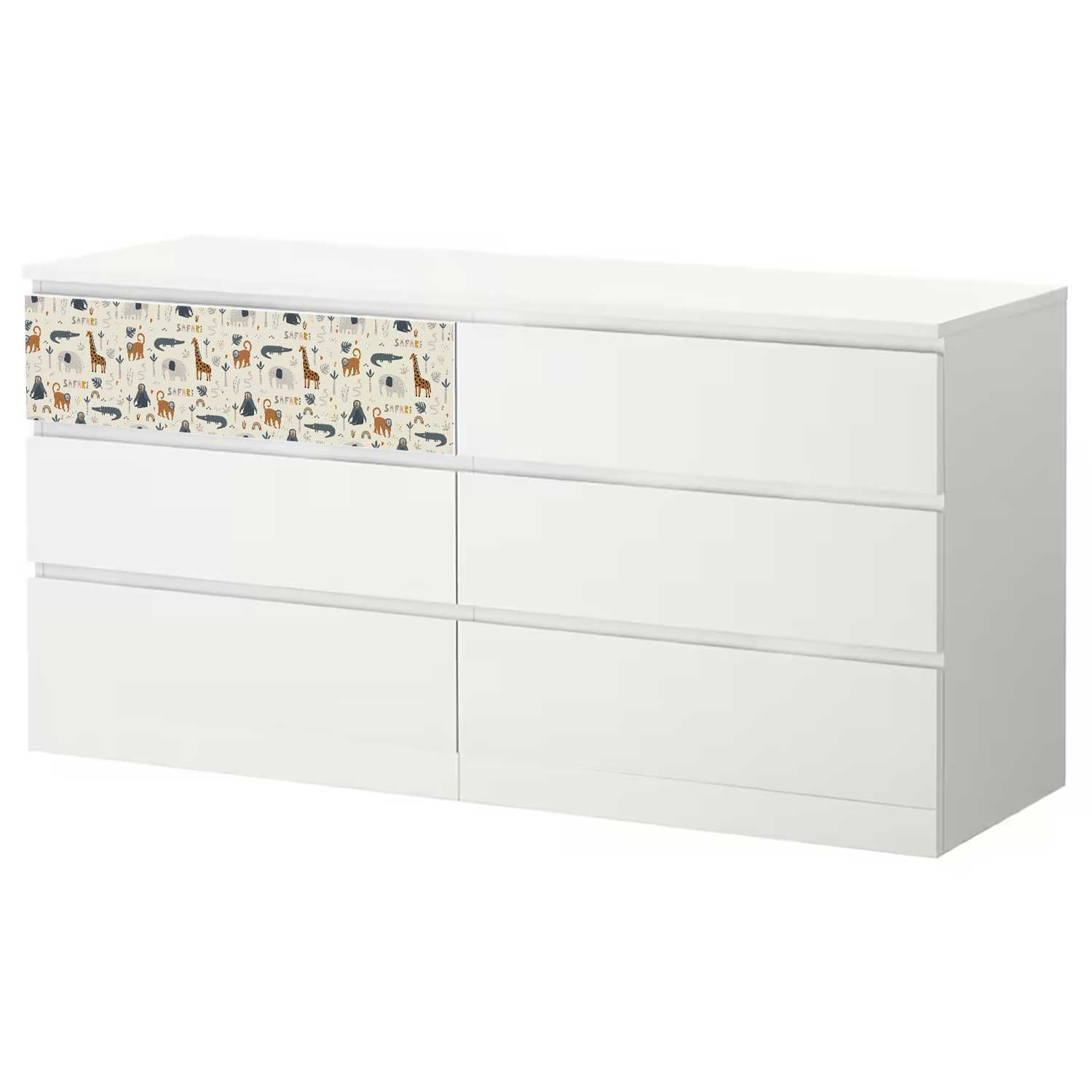 Möbelfolie Kinder für IKEA MALM Kommode 6-Schubladen 160x78 cm 'Safari'