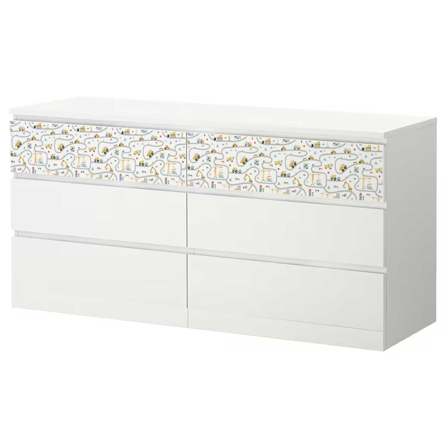 Möbelfolie Kinder für IKEA MALM Kommode 6-Schubladen 160x78 cm 'Baustelle'