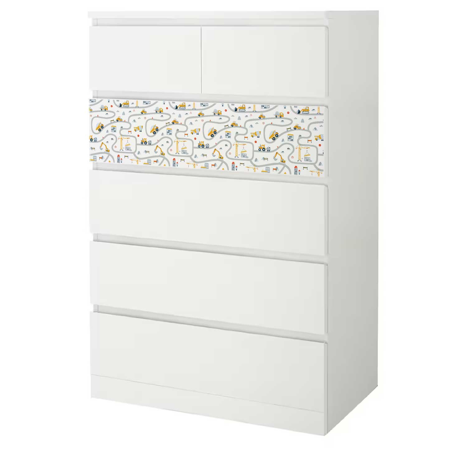 Möbelfolie Kinder für IKEA MALM 6-Schubladen 80x123 'Baustelle'