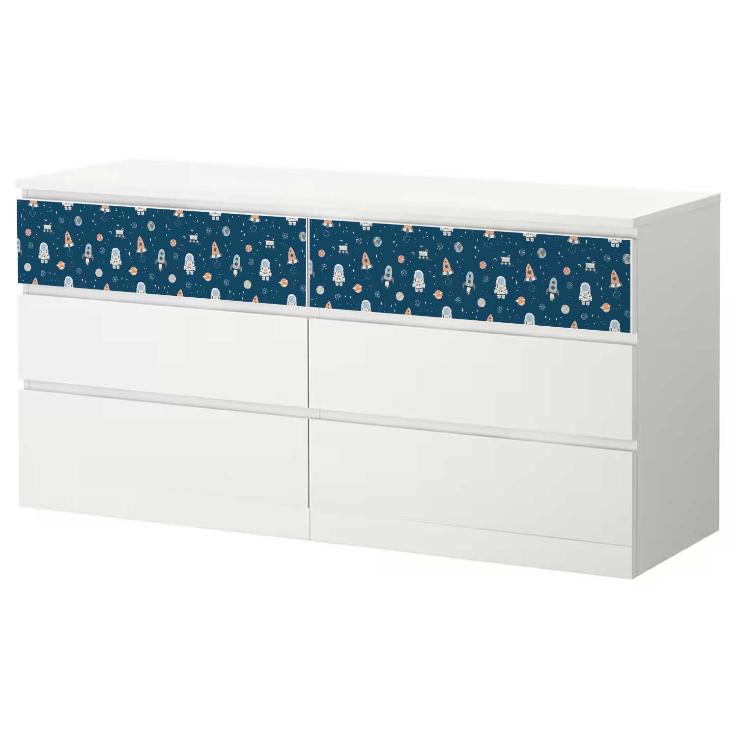 Möbelfolie Kinder für IKEA MALM Kommode 6-Schubladen 160x78 cm 'Weltraum'