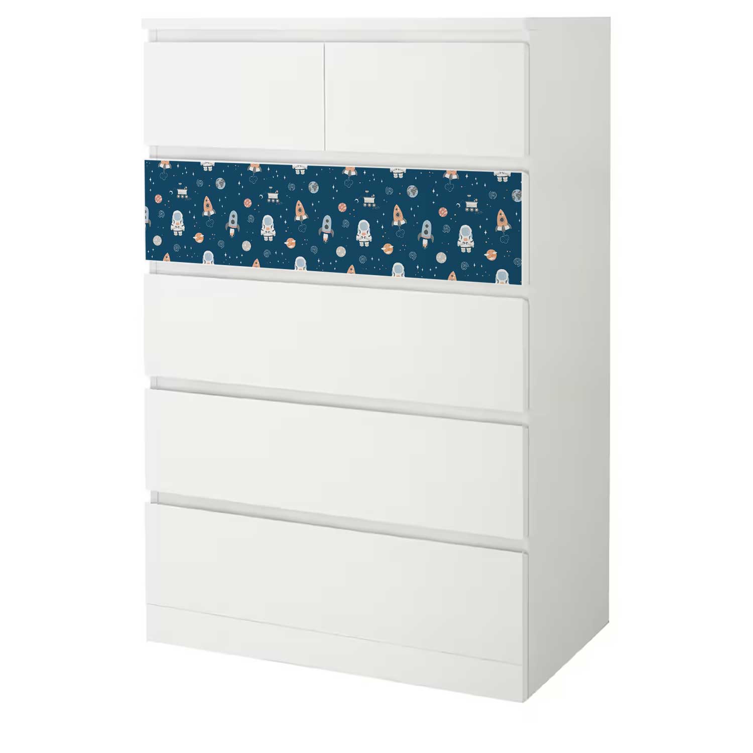 Möbelfolie Kinder für IKEA MALM 6-Schubladen 80x123 'Weltraum'