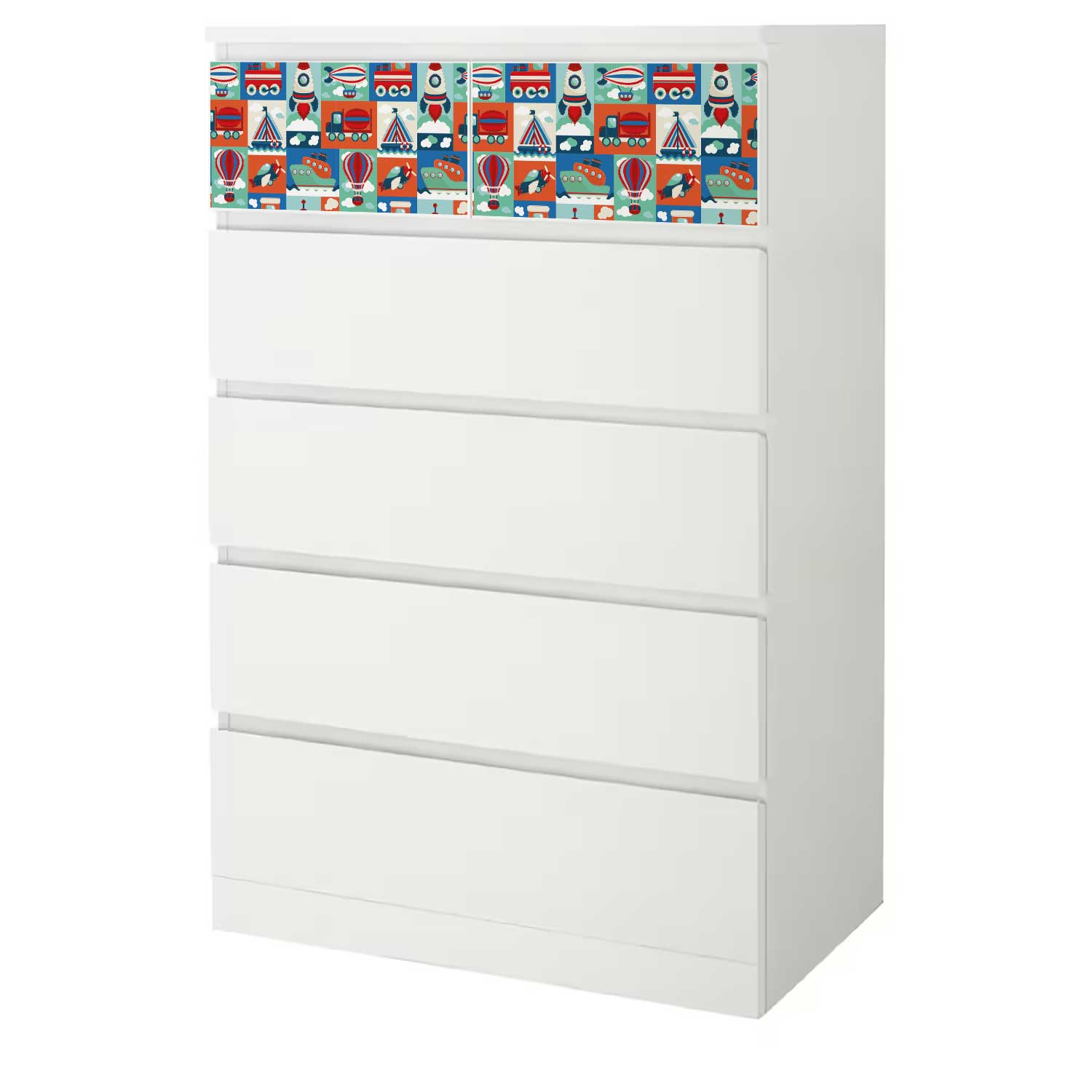 Möbelfolie Kinder für IKEA MALM 6-Schubladen 80x123 'Land, Wasser & Luft'