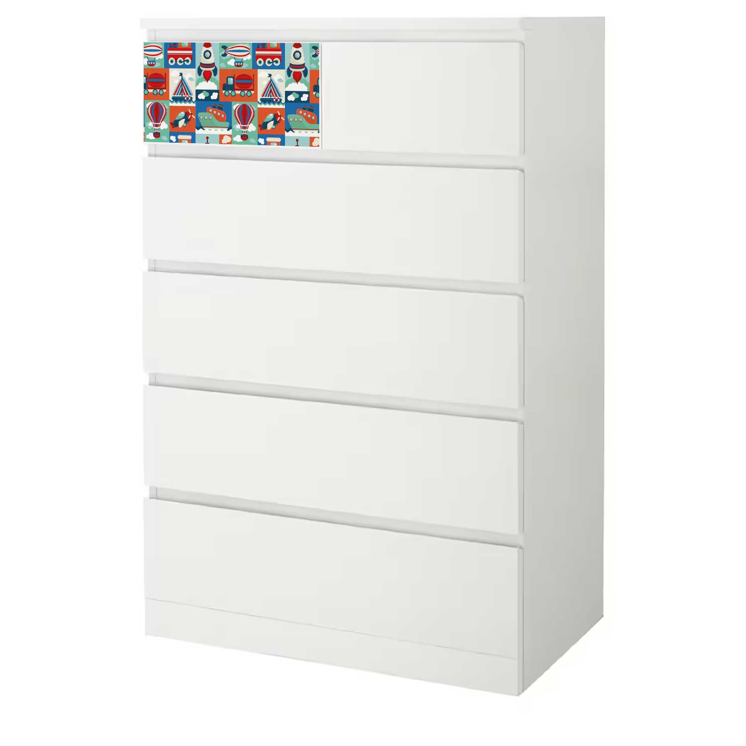 Möbelfolie Kinder für IKEA MALM 6-Schubladen 80x123 'Land, Wasser & Luft'