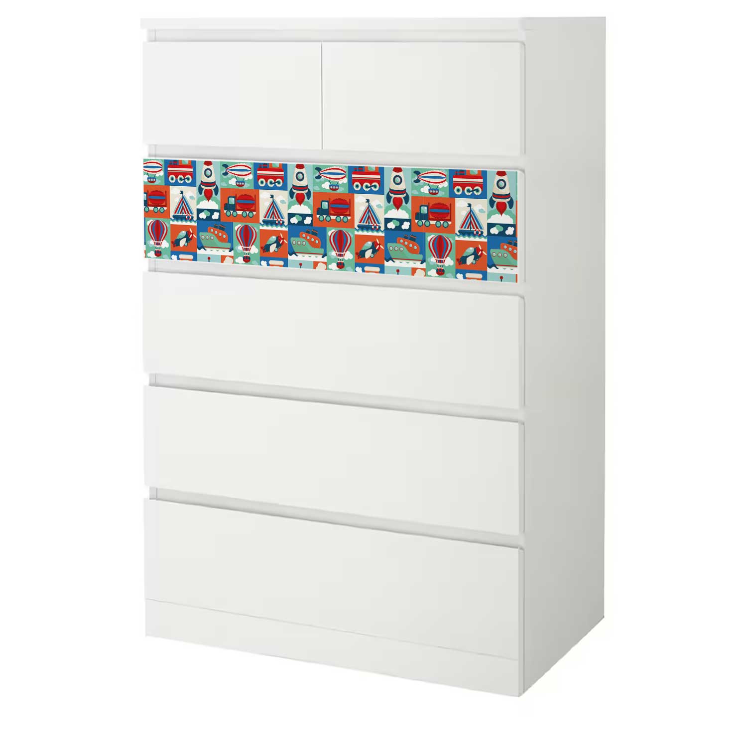 Möbelfolie Kinder für IKEA MALM 6-Schubladen 80x123 'Land, Wasser & Luft'