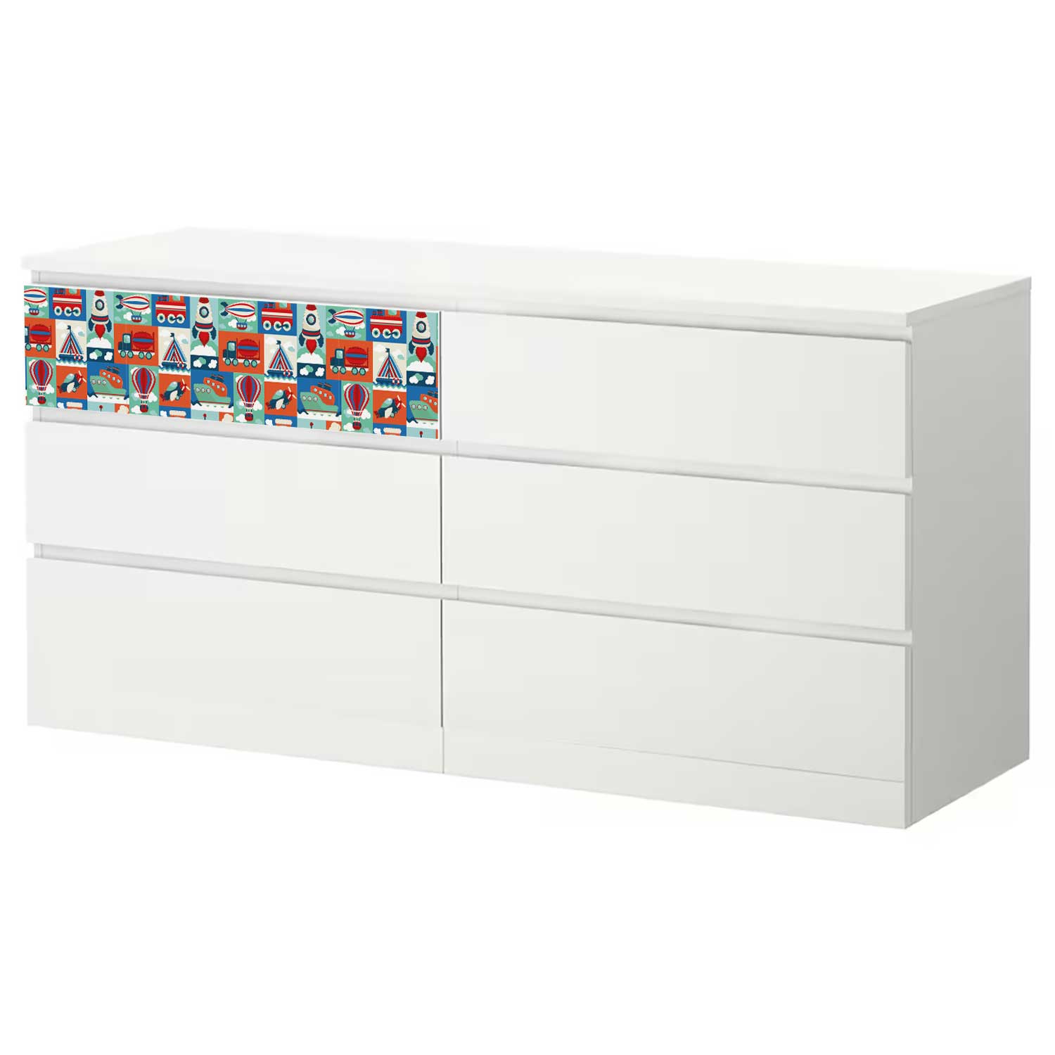 Möbelfolie Kinder für IKEA MALM Kommode 6-Schubladen 160x78 cm 'Land, Wasser & Luft'