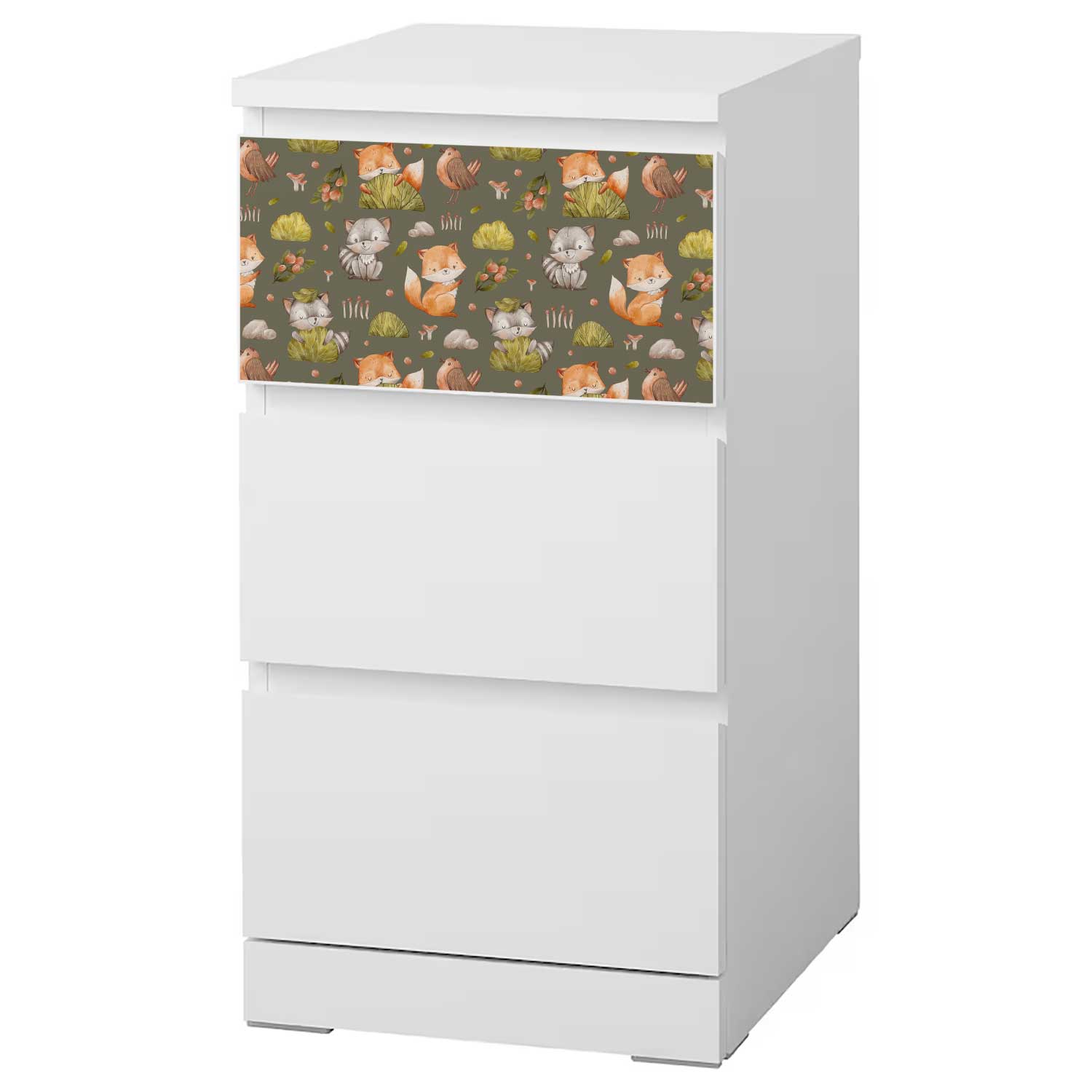 Möbelfolie Kinder für IKEA MALM Kommode 3-Schubladen 40x78 cm 'Waldtiere'