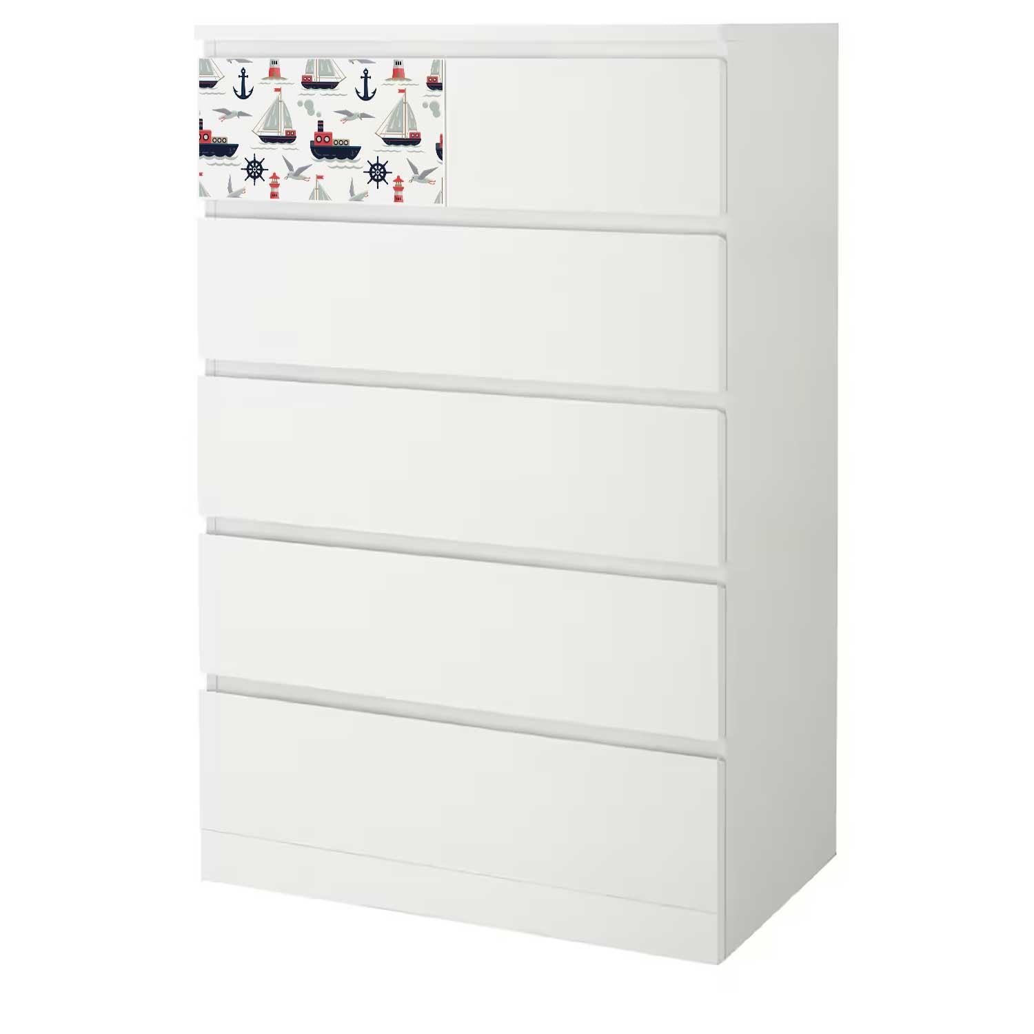 Möbelfolie Kinder für IKEA MALM 6-Schubladen 80x123 'Segelboot'