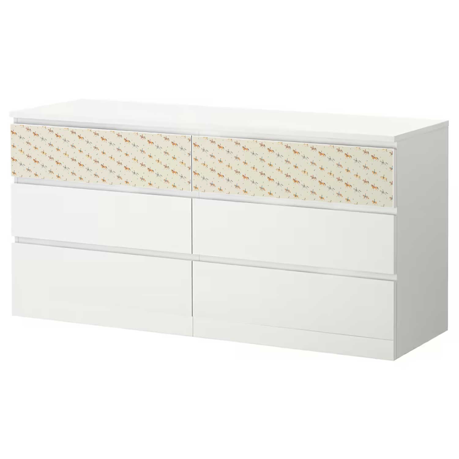 Möbelfolie Kinder für IKEA MALM Kommode 6-Schubladen 160x78 cm 'Pferde'