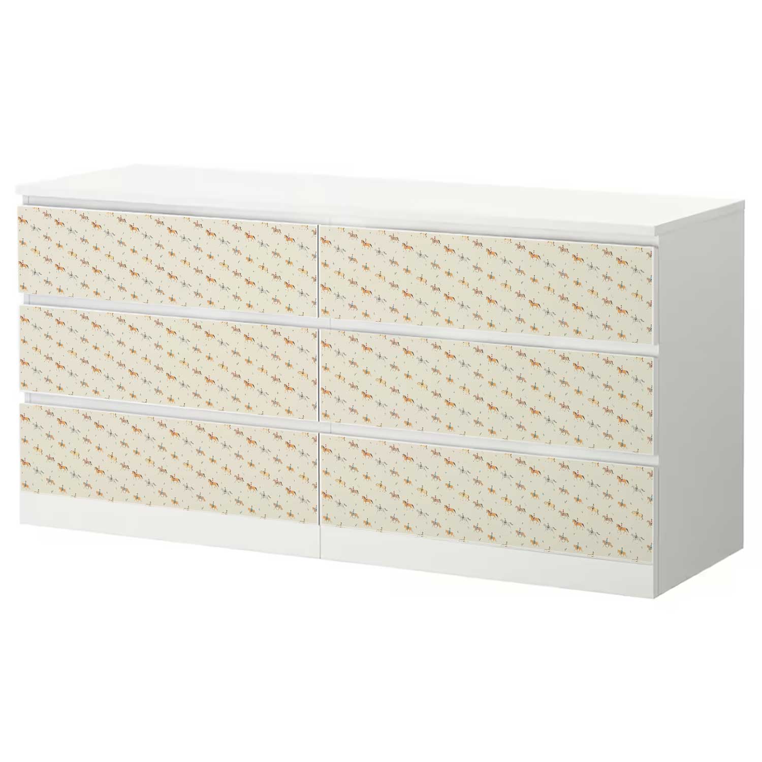 Möbelfolie Kinder für IKEA MALM Kommode 6-Schubladen 160x78 cm 'Pferde'