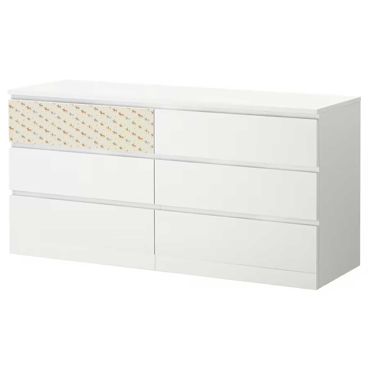 Möbelfolie Kinder für IKEA MALM Kommode 6-Schubladen 160x78 cm 'Pferde'