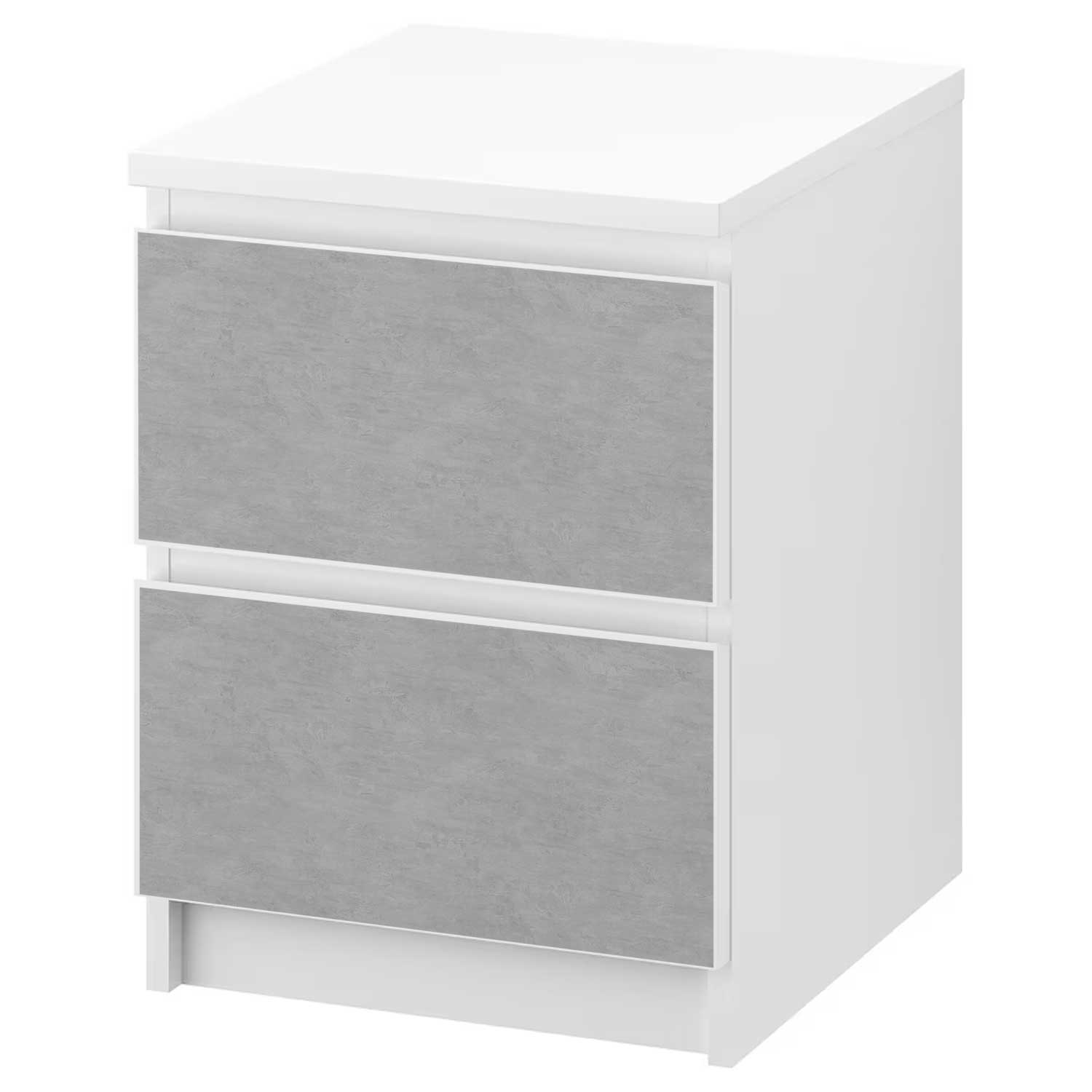 Möbelfolie für IKEA MALM Kommode 2-Schubladen 'Light Concrete' Bundle